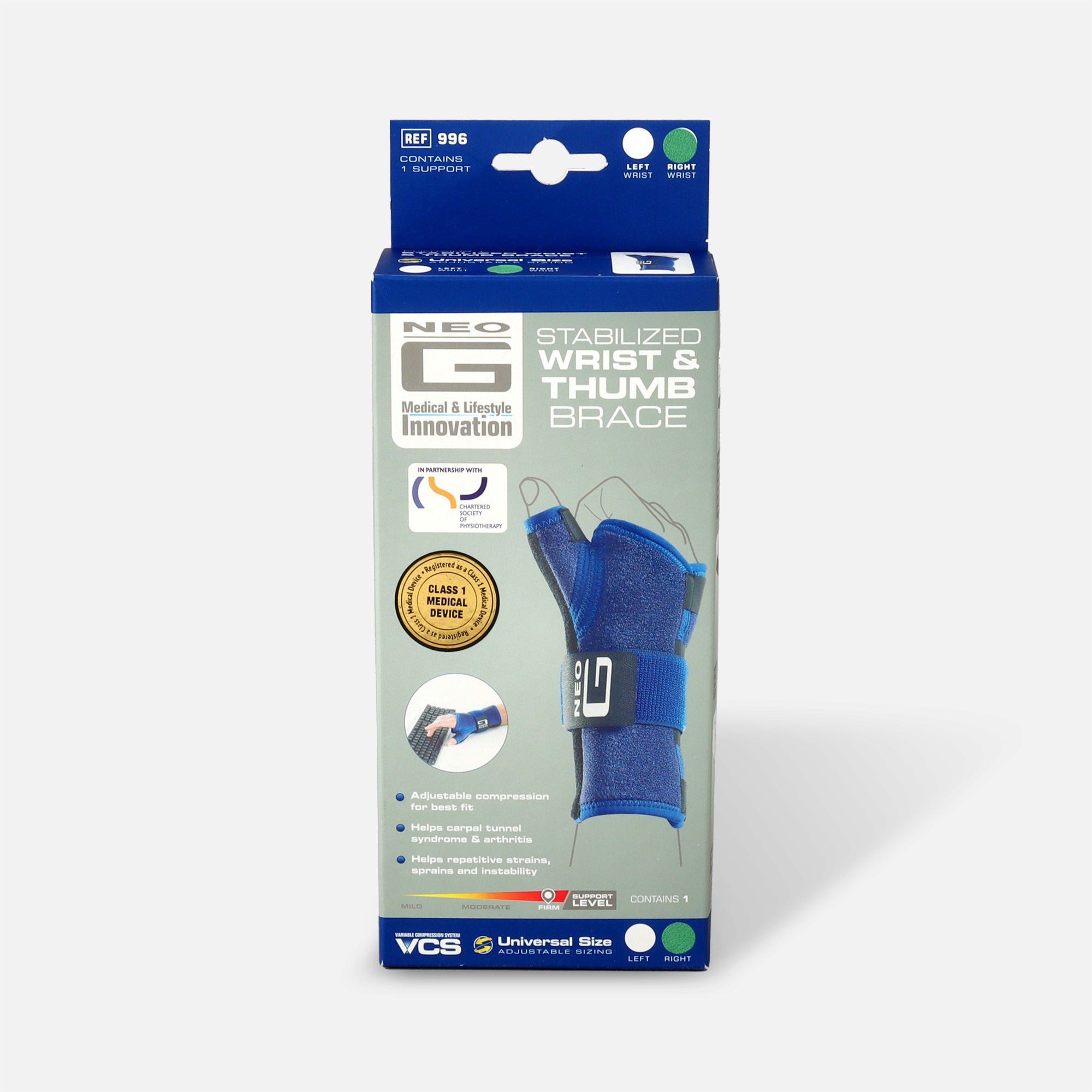 Neo G Stabilized Right Wrist & Thumb Brace, One Size, , large