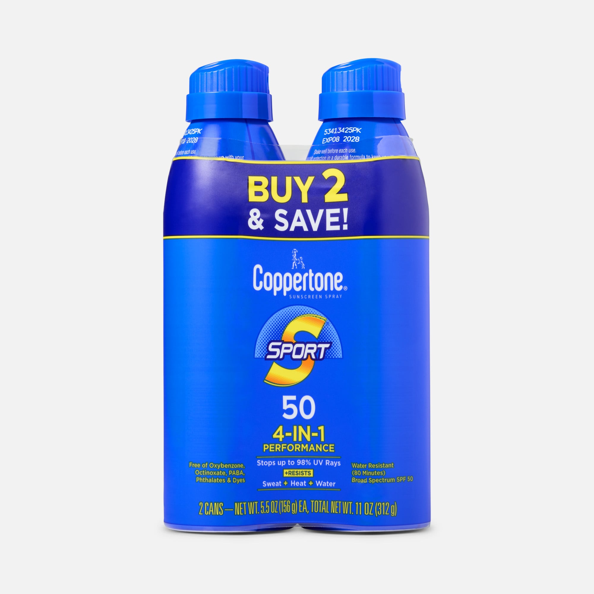 Coppertone Sport Sunscreen Spray, 5.5 oz. - Twin Pack, , large
