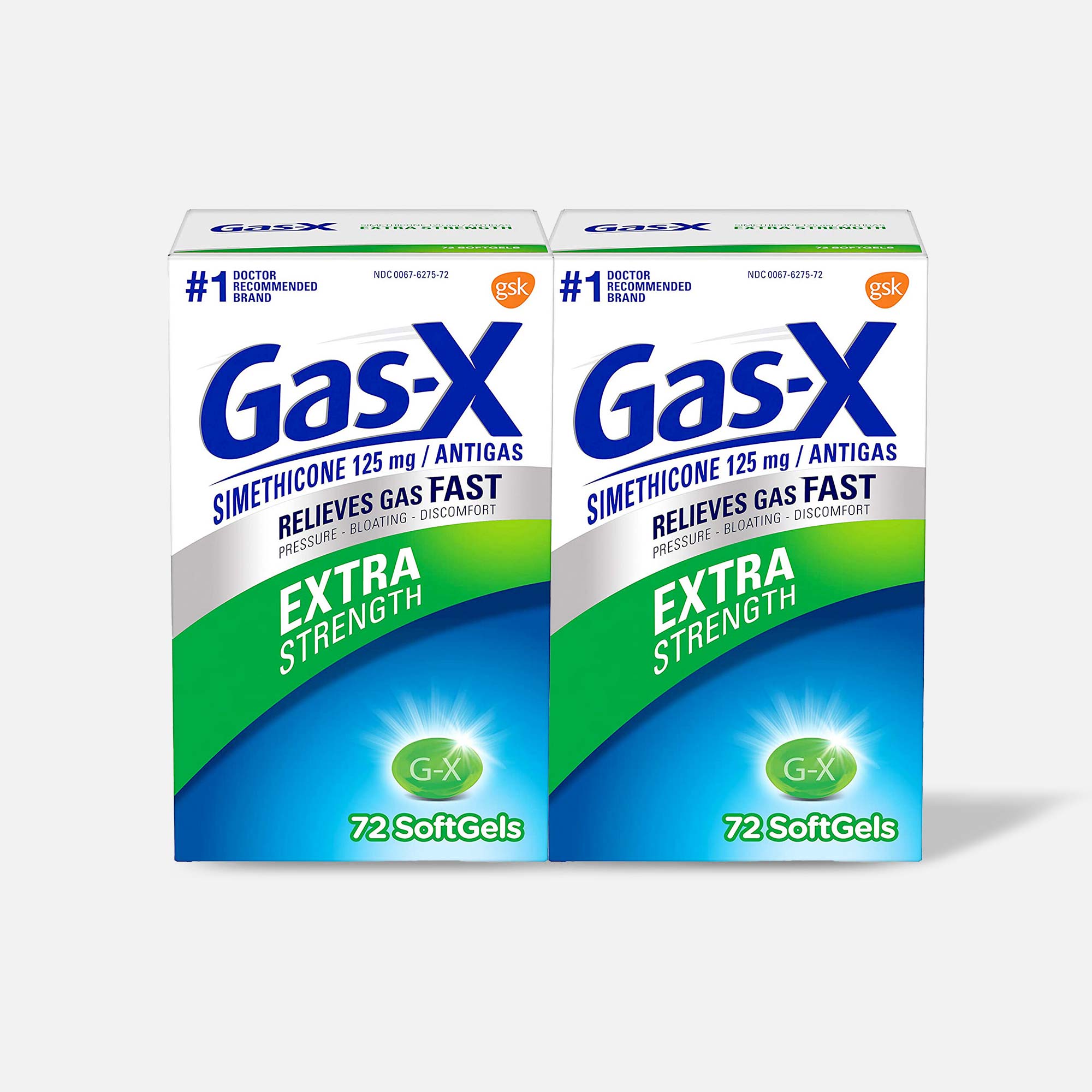 Gas-X Extra Strength Softgel, 125 mg, For Fast Relief From Gas, Bloating & Discomfort, 72 ct. (2-Pack), , large