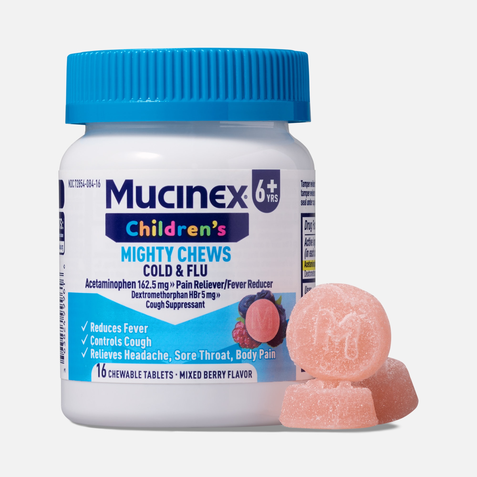 Mucinex Children's Mighty Chews Cold & Flu, Mixed Berry, 16 ct., , large