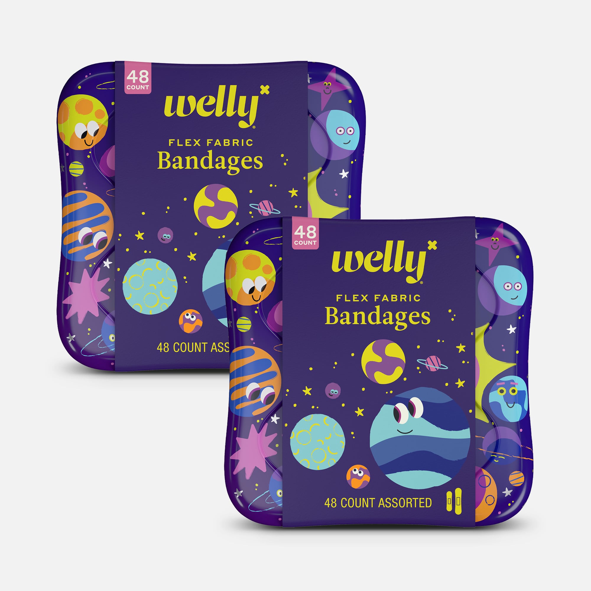 Welly Bravery Badges Planet Pals Assorted Flex Fabric Bandages, 48 ct. (2-Pack), , large