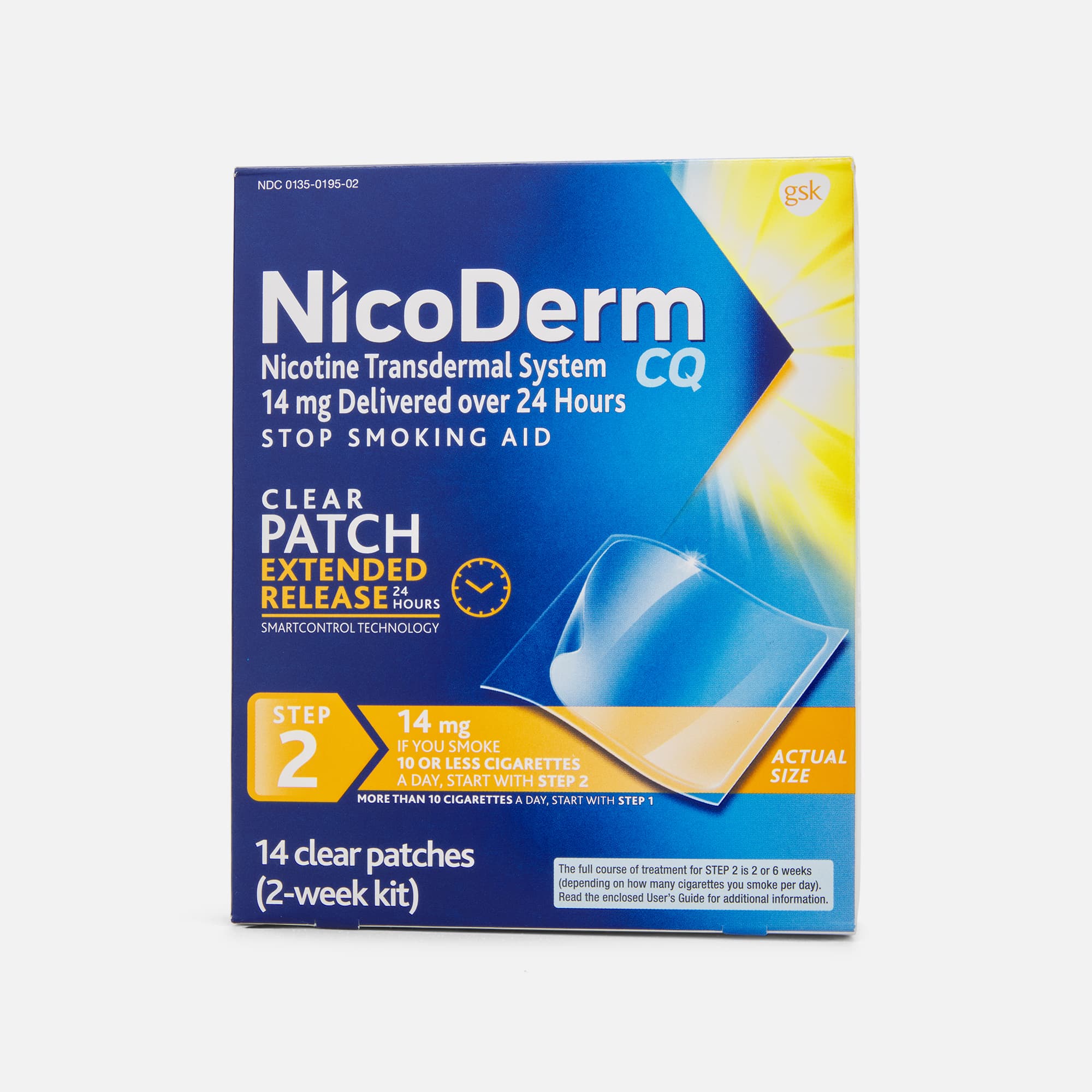 NicoDerm CQ Step 2 Clear Nicotine Patches, 14mg, 14 ct., , large