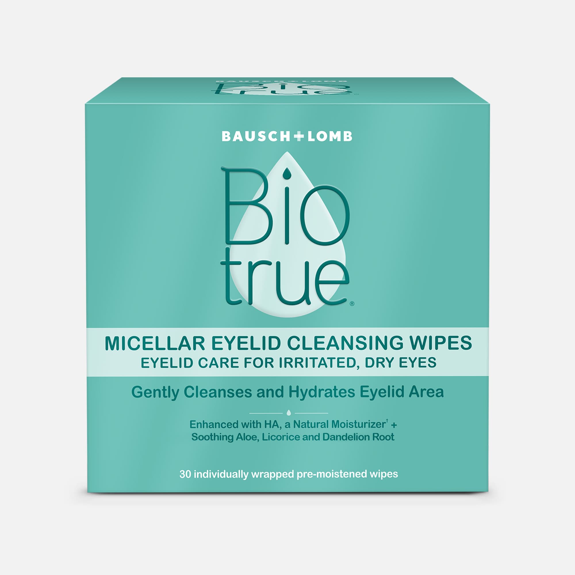 Bausch + Lomb BioTrue Micellar Eyelid Cleansing Wipes, 30 ct., , large