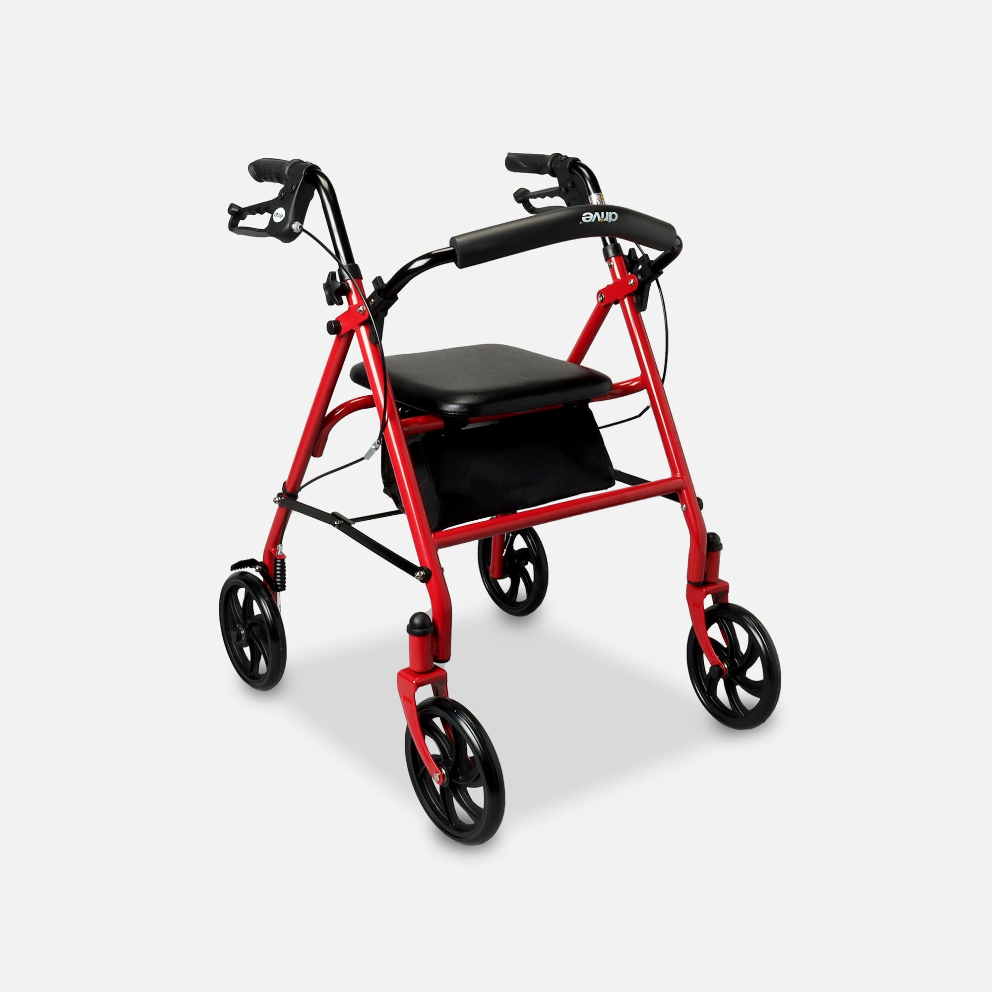 Drive Aluminum Rollator with Fold Up and Removable Back Support, 7" Casters, Red, , large