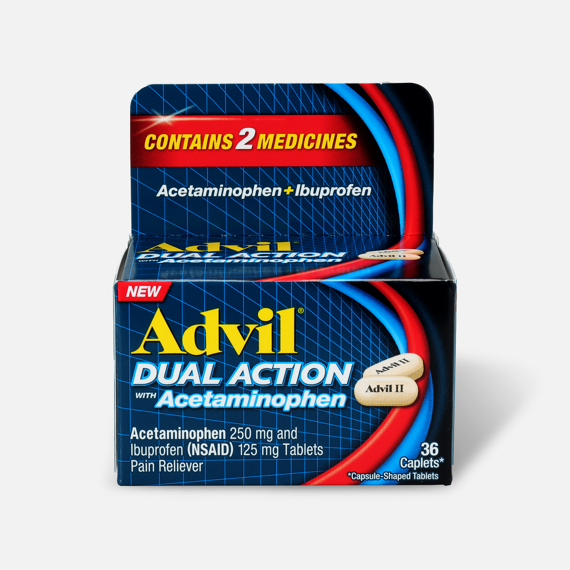 Advil Dual Action Coated Tablets, Acetaminophen + Ibuprofen, , large