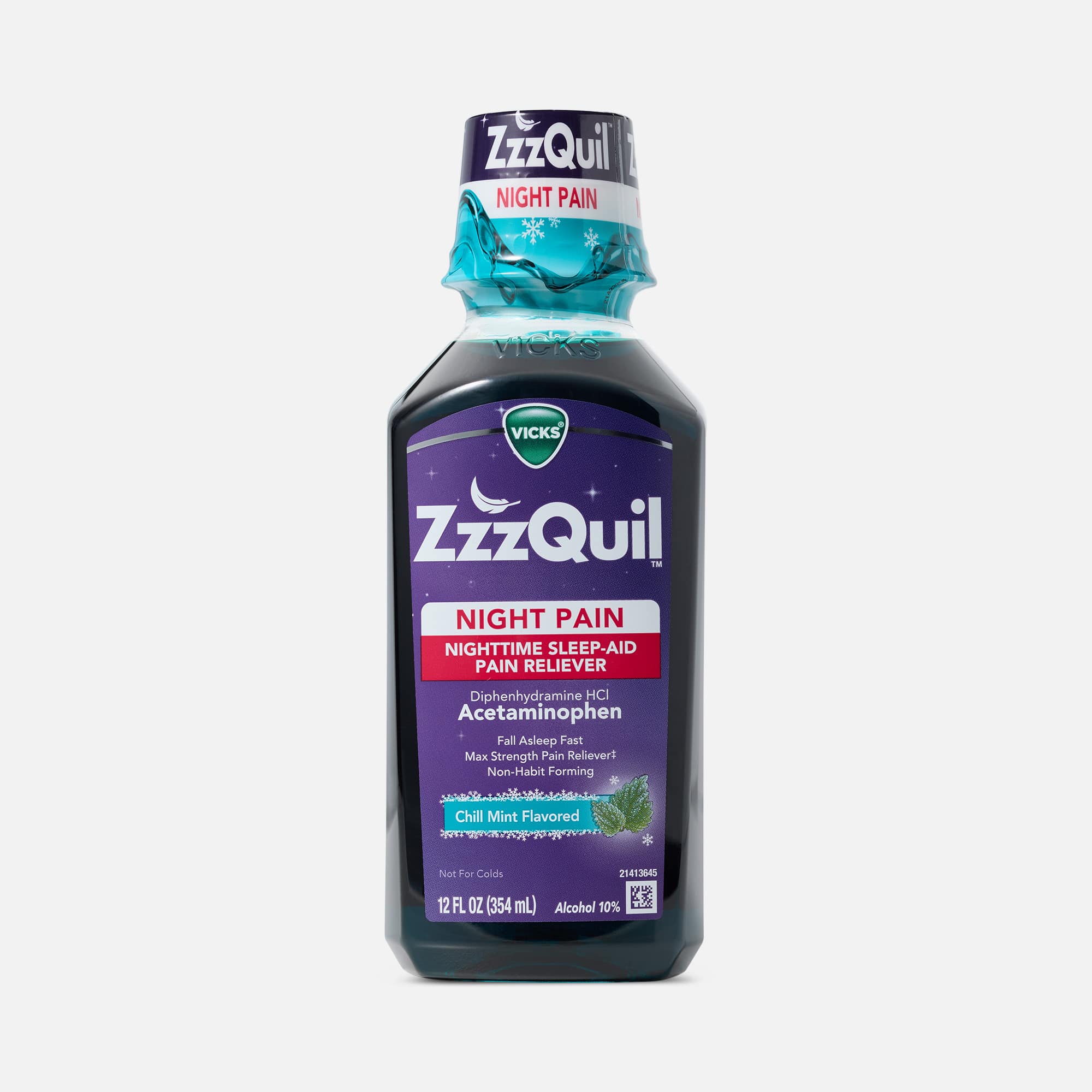 Vicks® ZzzQuil™ Night Pain Liquid, Midnight Berry, 12 fl oz.