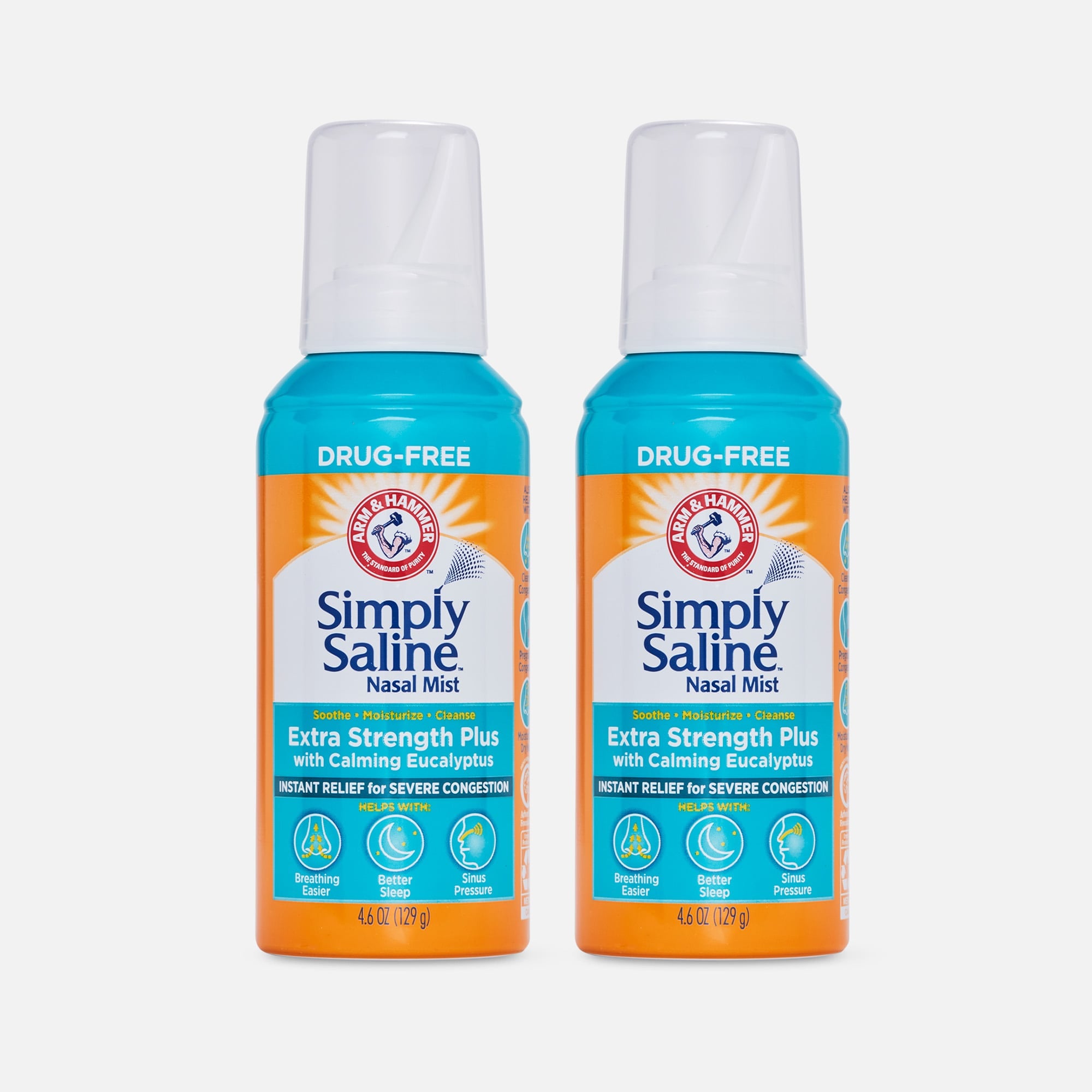 Simply Saline Adult Nasal Mist Extra Strength Plus with Calming Eucalyptus, 4.6 oz. (2-Pack), , large