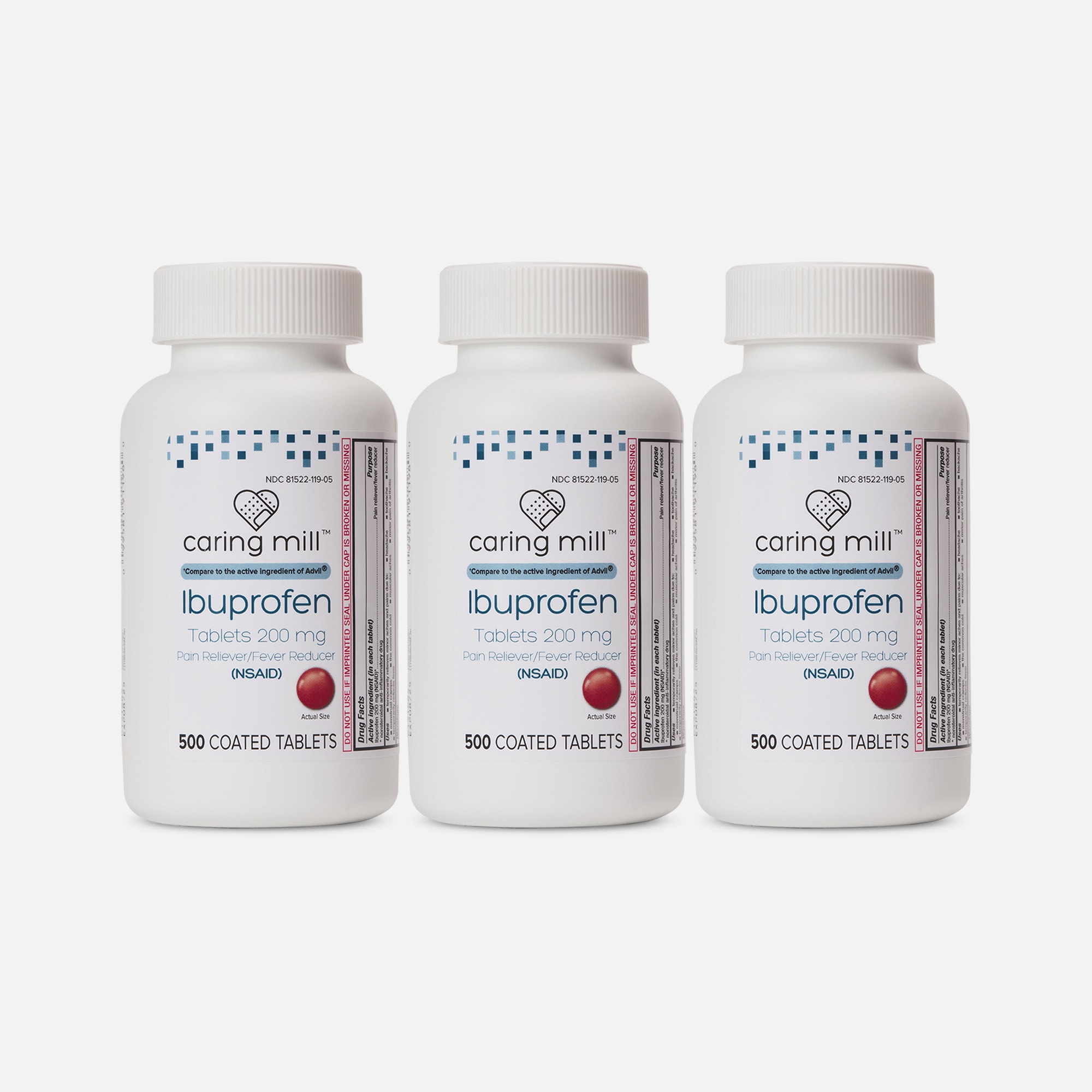 Caring Mill™ Ibuprofen 200mg Tablets, 500 ct. (3-Pack), , large