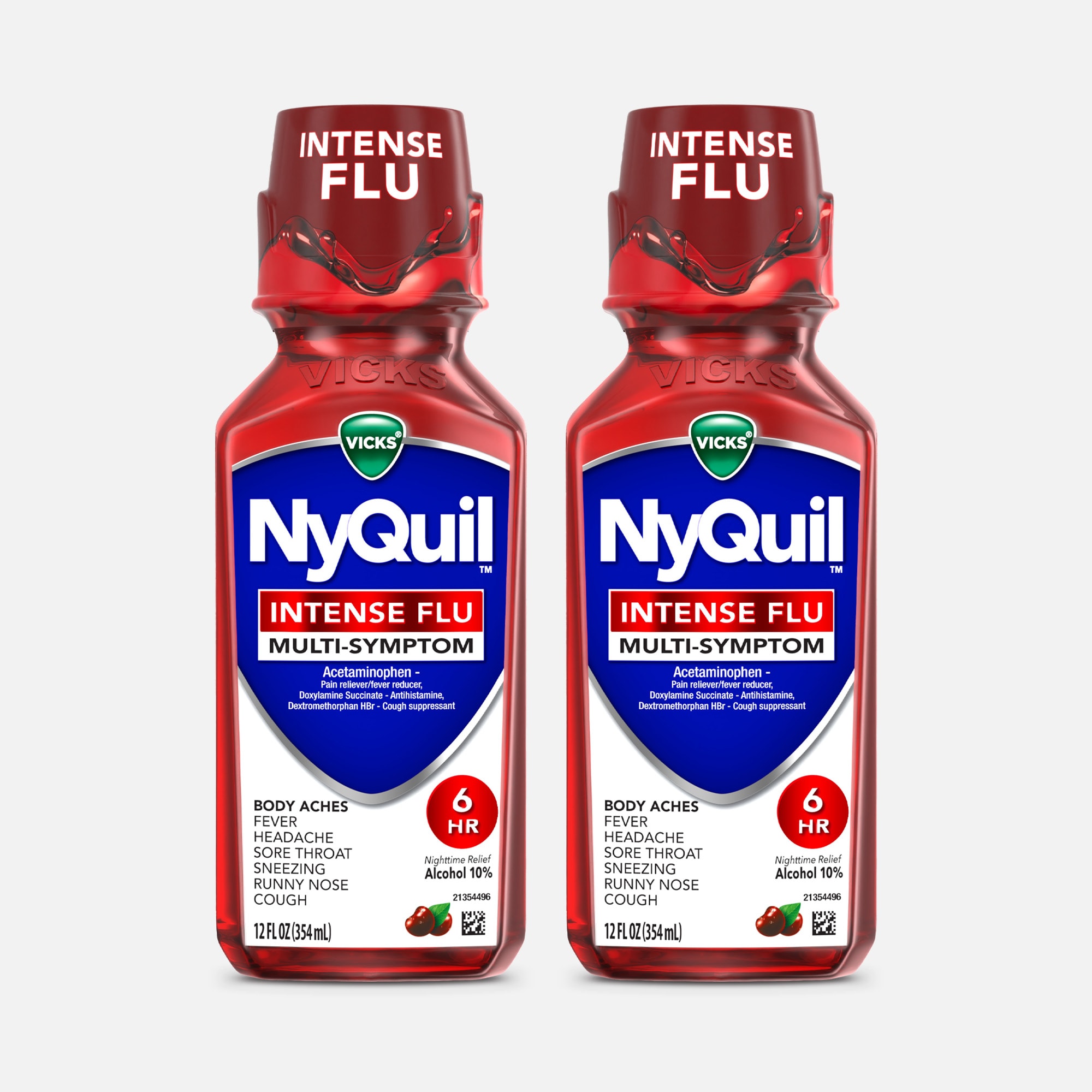 Vicks® NyQuil™ Intense Flu Liquid, Nighttime Flu Medicine, Cherry, 12 fl oz. (2-Pack), , large