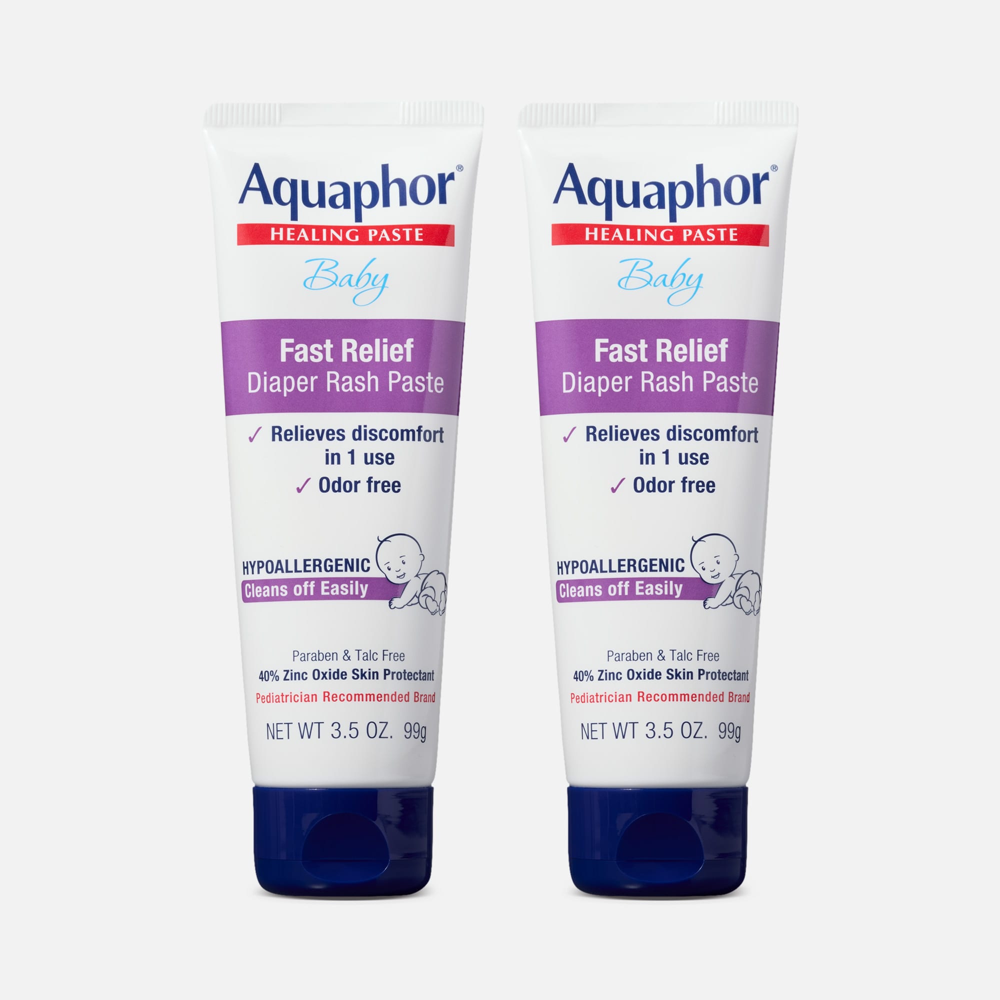 Aquaphor Baby Fast Relief Diaper Rash Paste Tube, 3.5 oz. (2 pack), , large