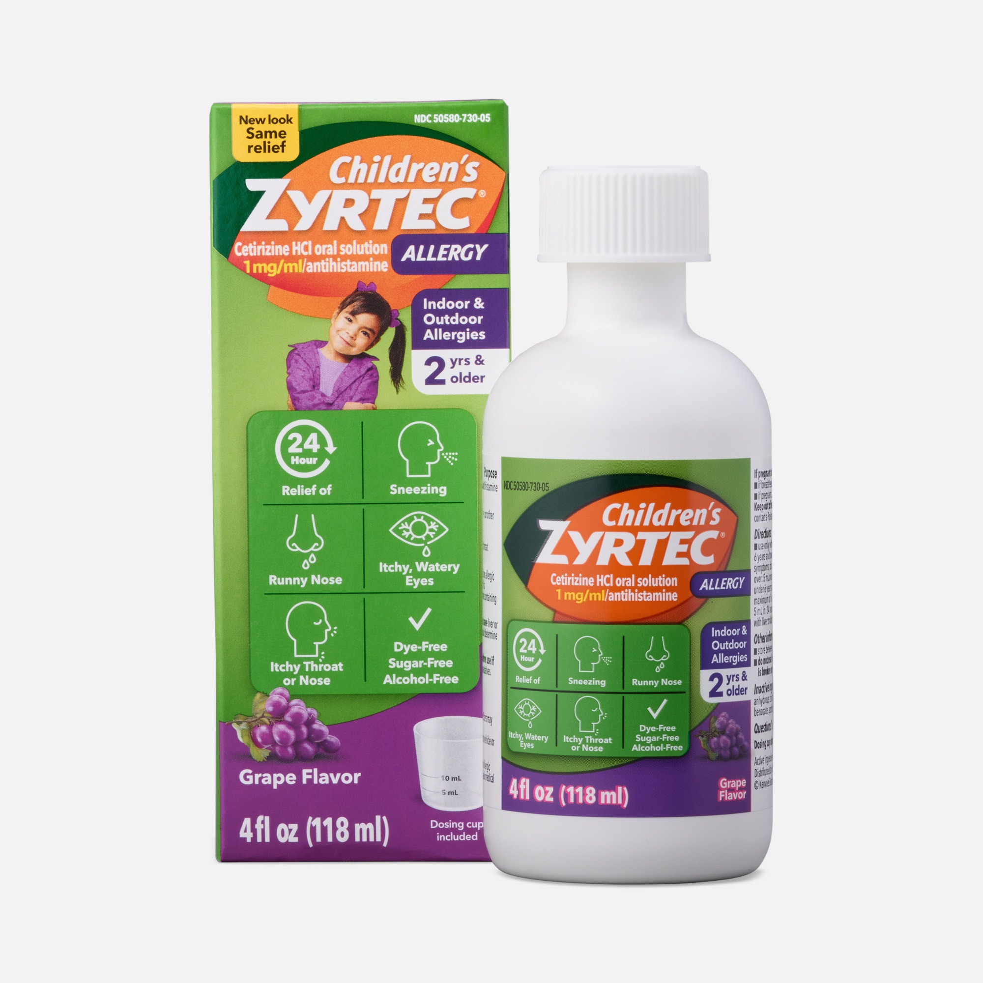 Children's Zyrtec 24-Hour Indoor & Outdoor Allergy Relief Liquid, Grape, 4 fl oz., , large
