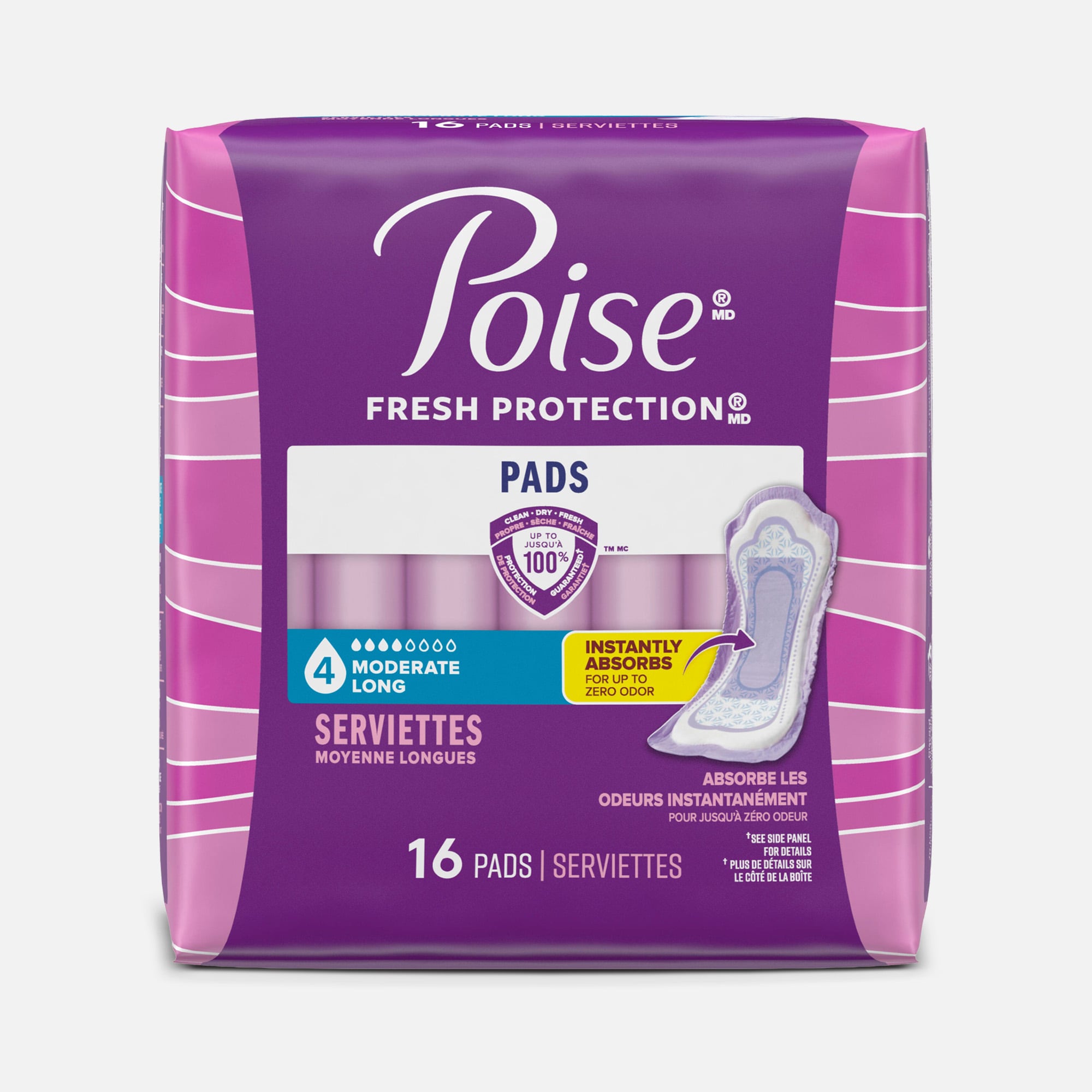 Poise Incontinence Pads, Moderate Long, 16 ct., , large