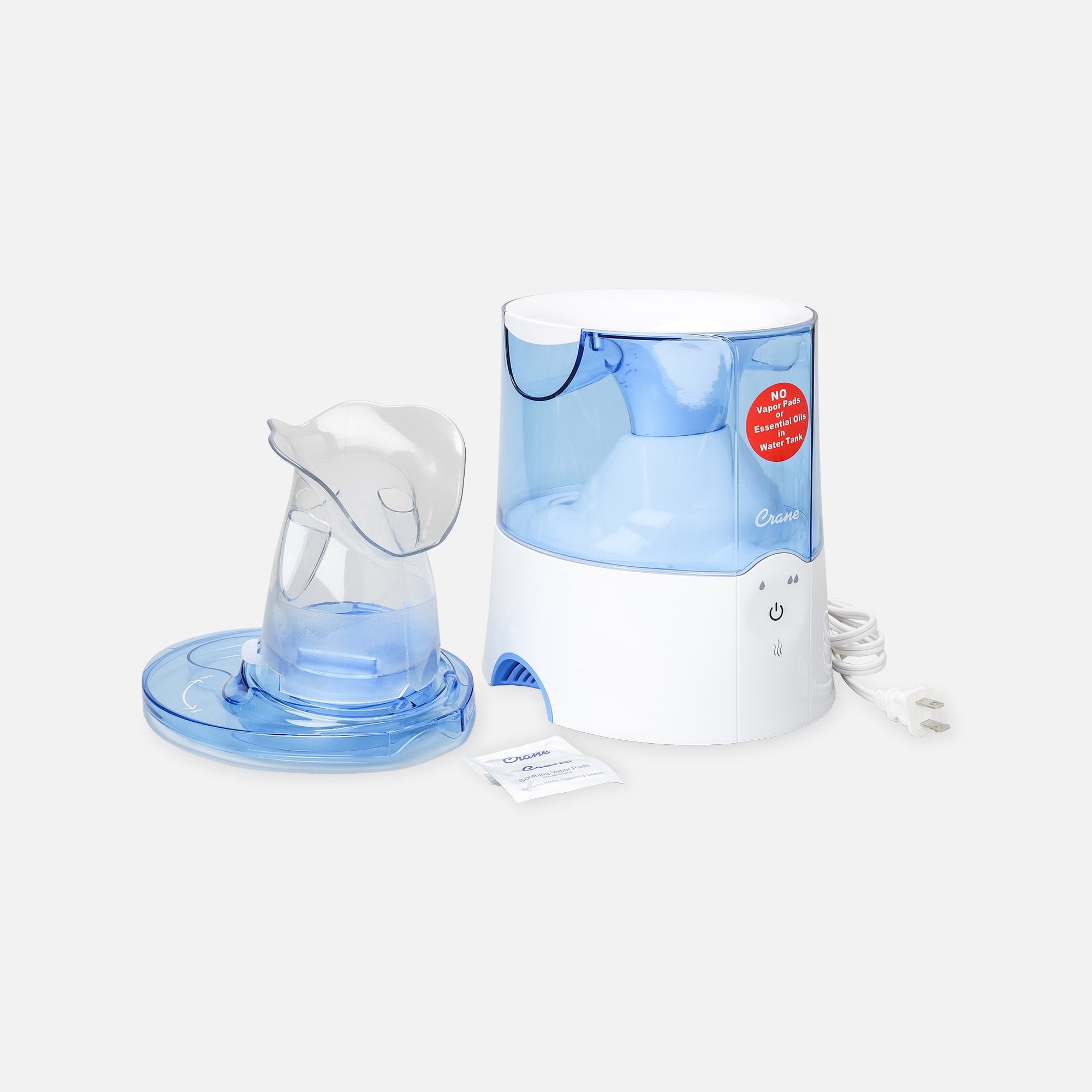 Crane 2-in-1 Warm Mist Humidifier and Steam Inhaler, Blue/White, , large