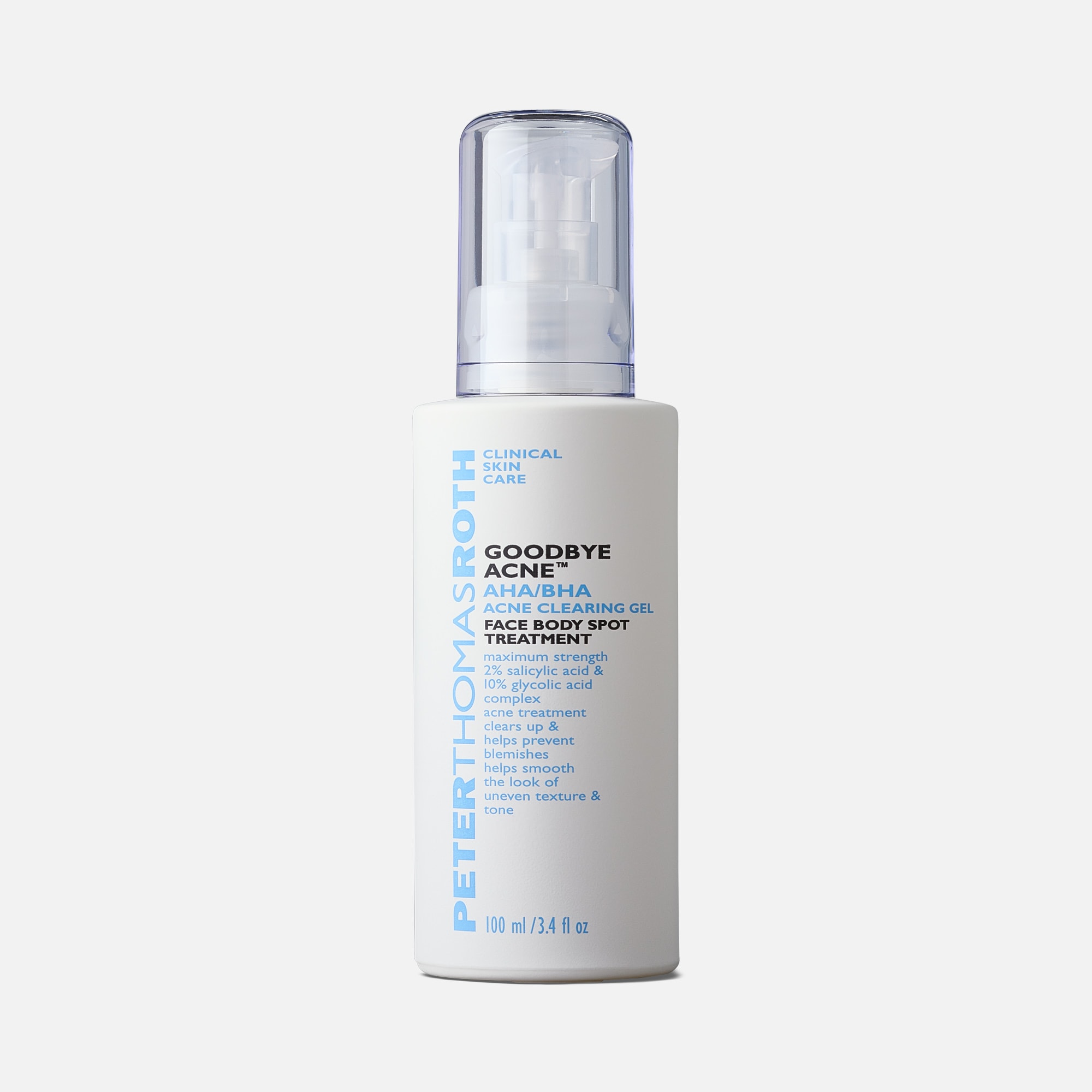 Peter Thomas Roth Goodbye Acne AHA/BHA Acne Clearing Gel Face Body Spot Treatment, 3.4 oz., , large