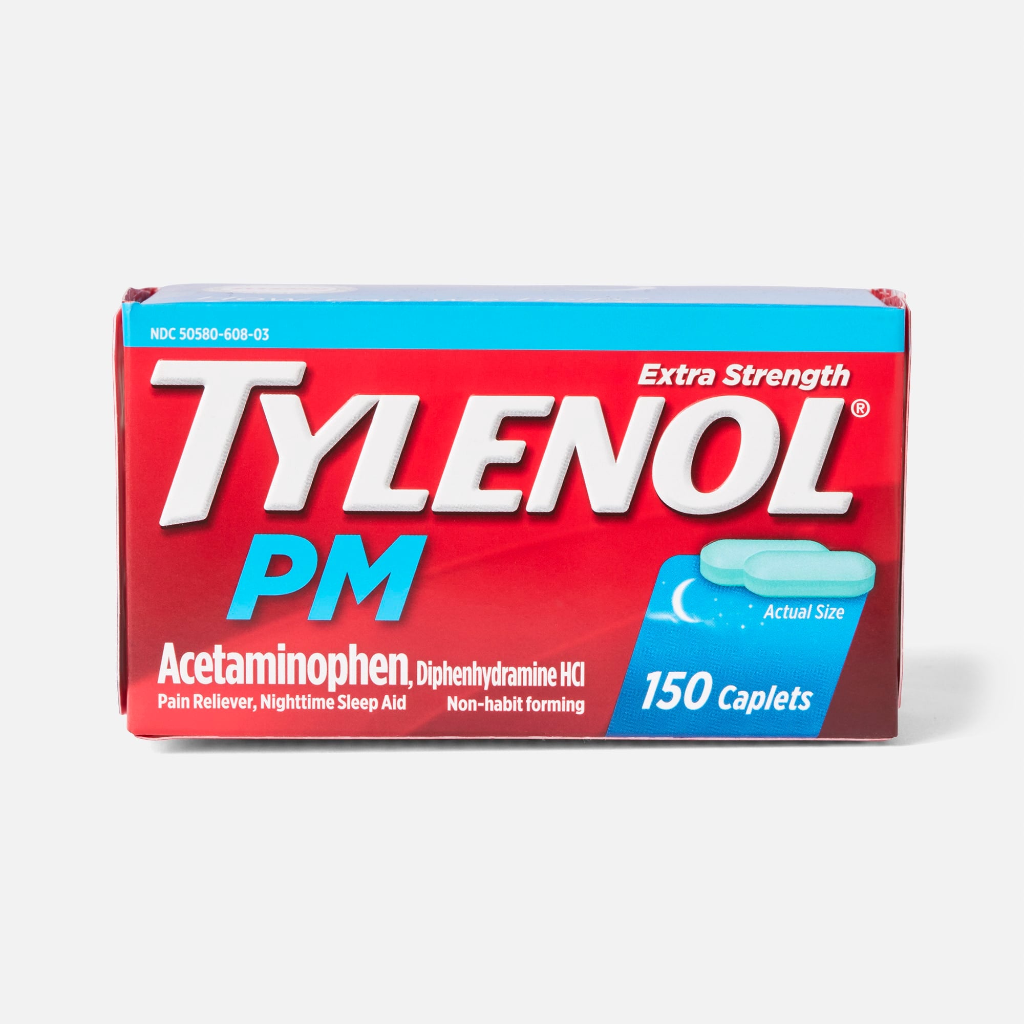 Tylenol PM Extra Strength Pain Reliever/Nighttime Sleep-Aid Caplets, 150 ct., , large