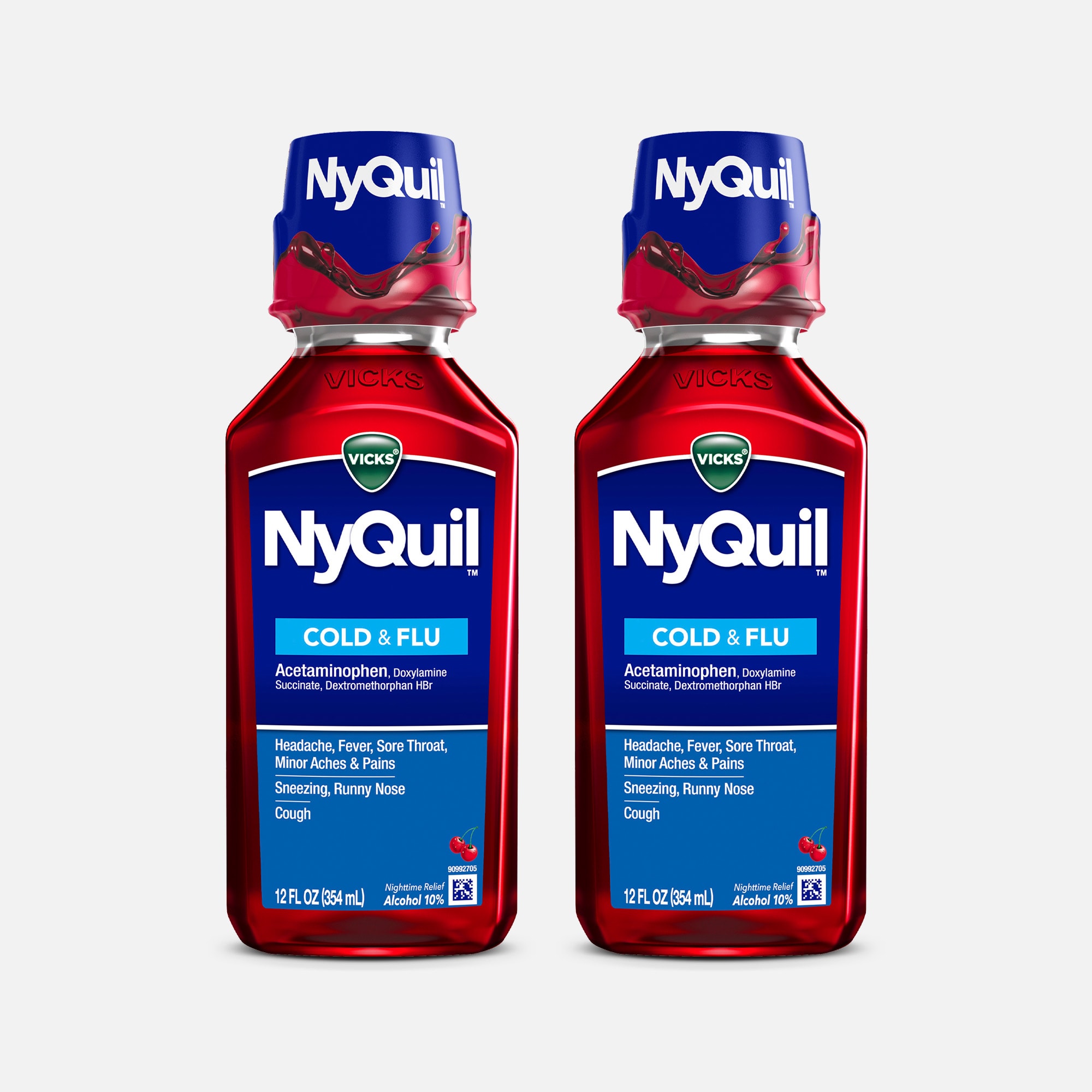 Vicks NyQuil Cold & Flu, Cherry, 12 oz. (2-Pack), , large