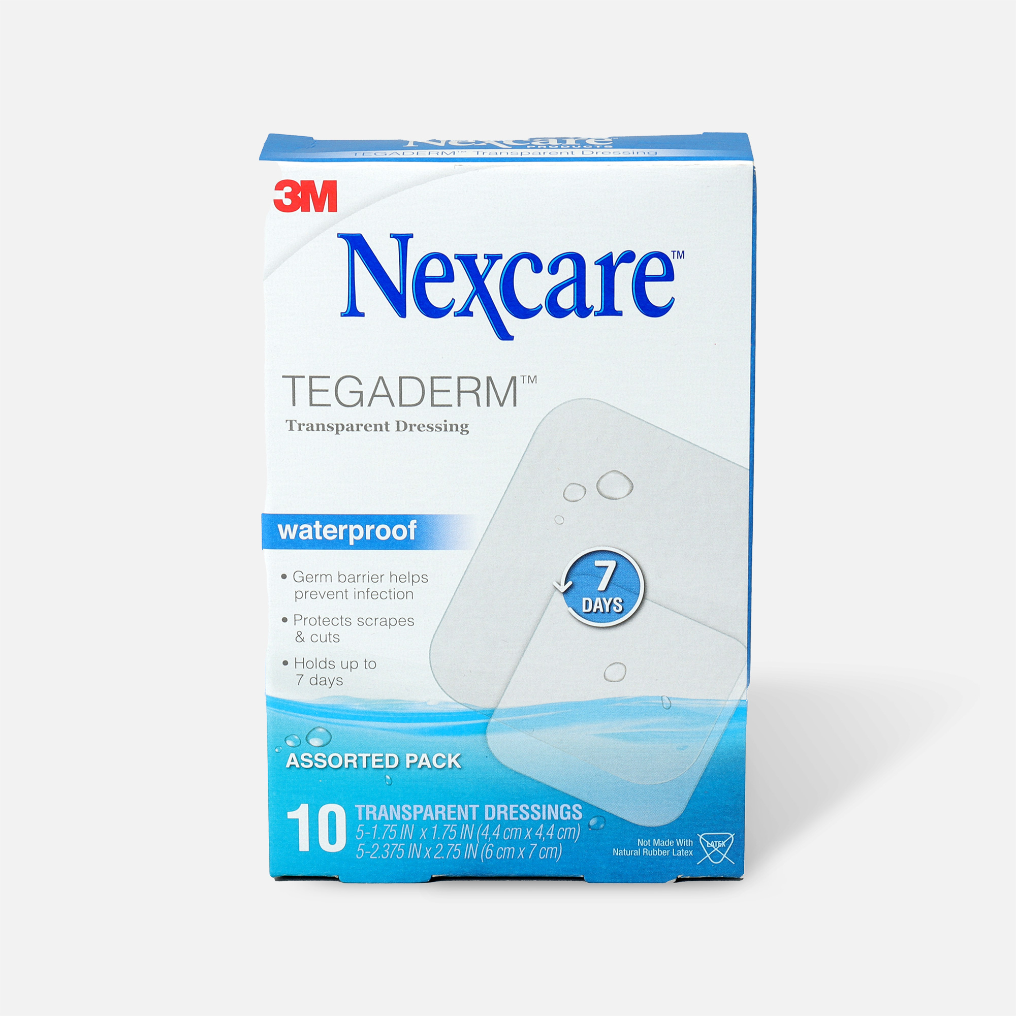 Nexcare Tegaderm Waterproof Transparent Dressing Assorted Pack, 10 ct., , large