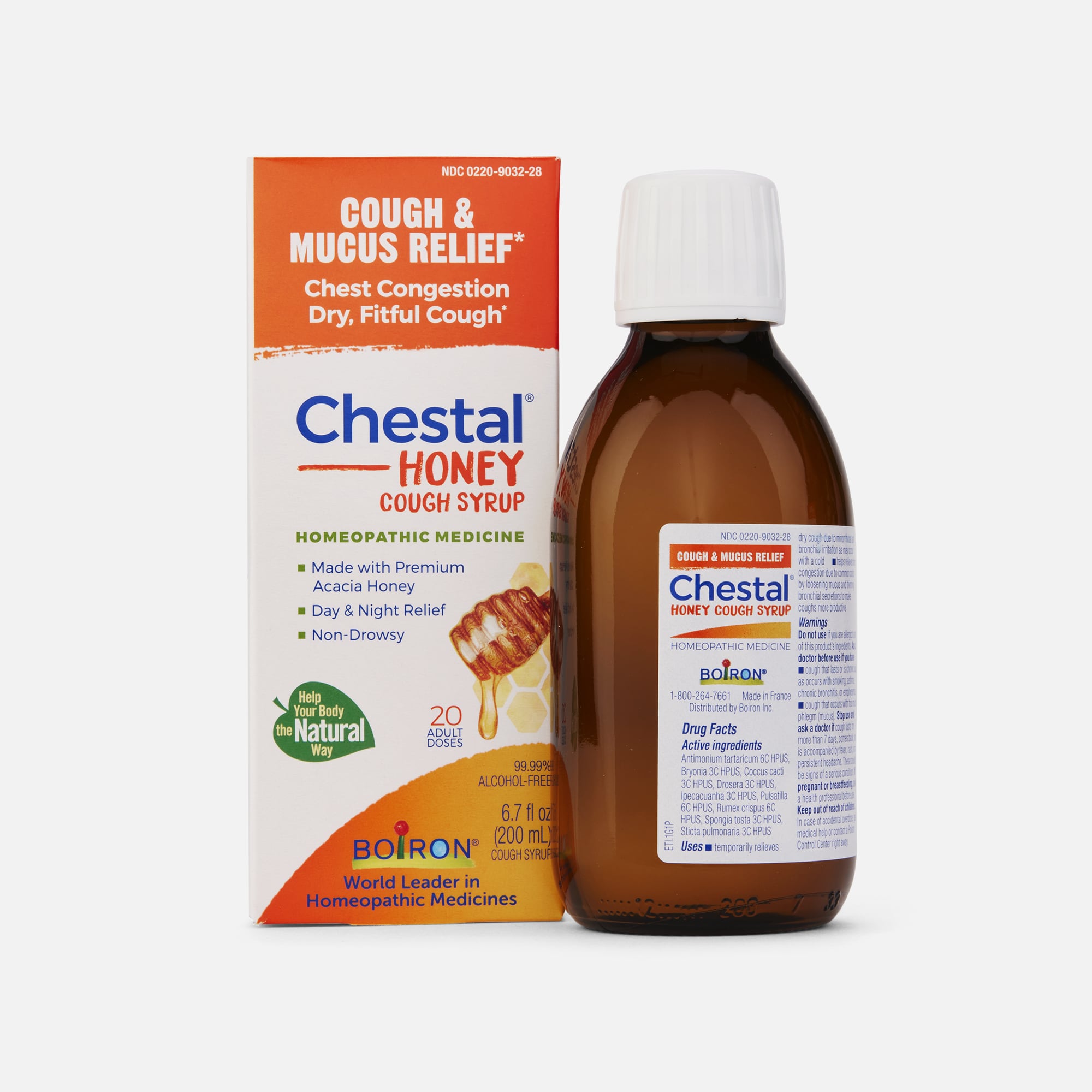 Boiron Chestal Honey Cough & Chest Congestion, Multi-Symptom Formula for Dry & Productive Cough, 6.7 fl oz., , large