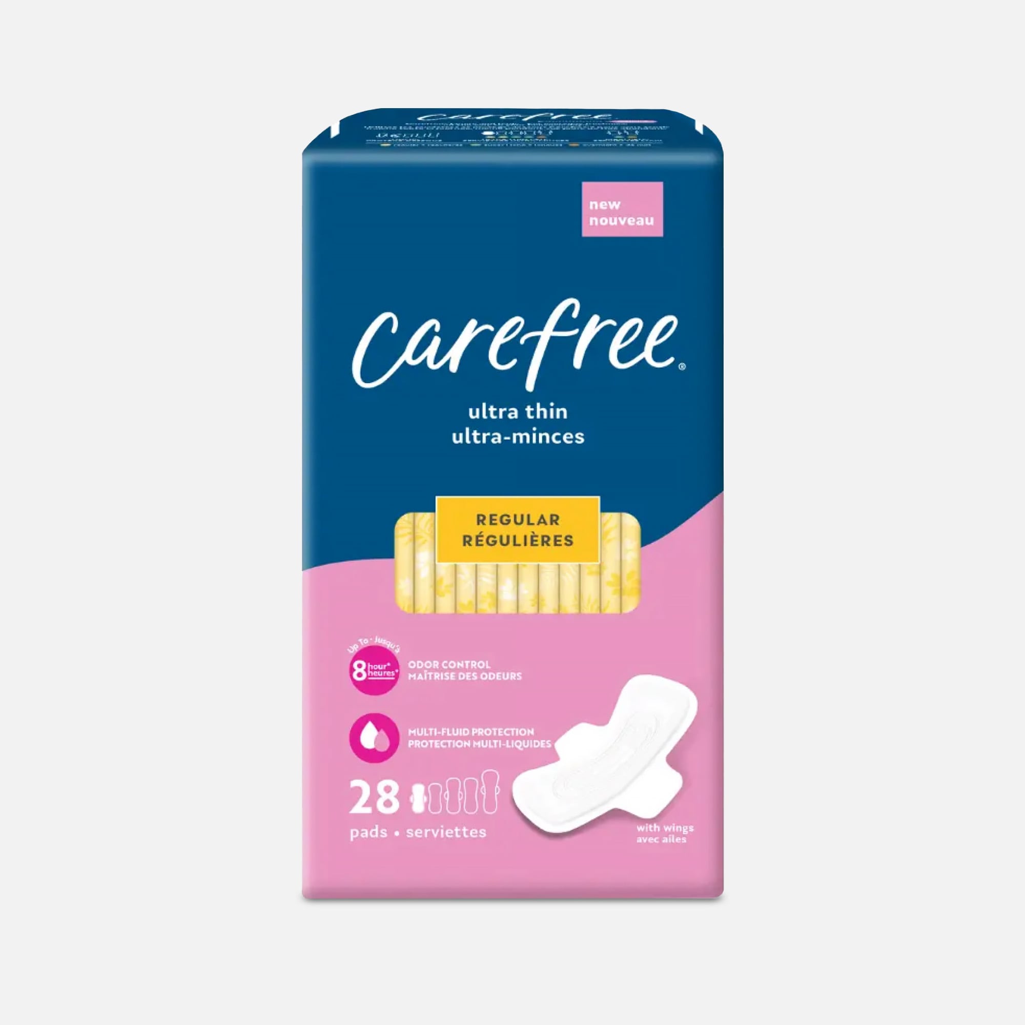 Carefree Ultra Thin Regular Pads with Wings, 28 ct., , large