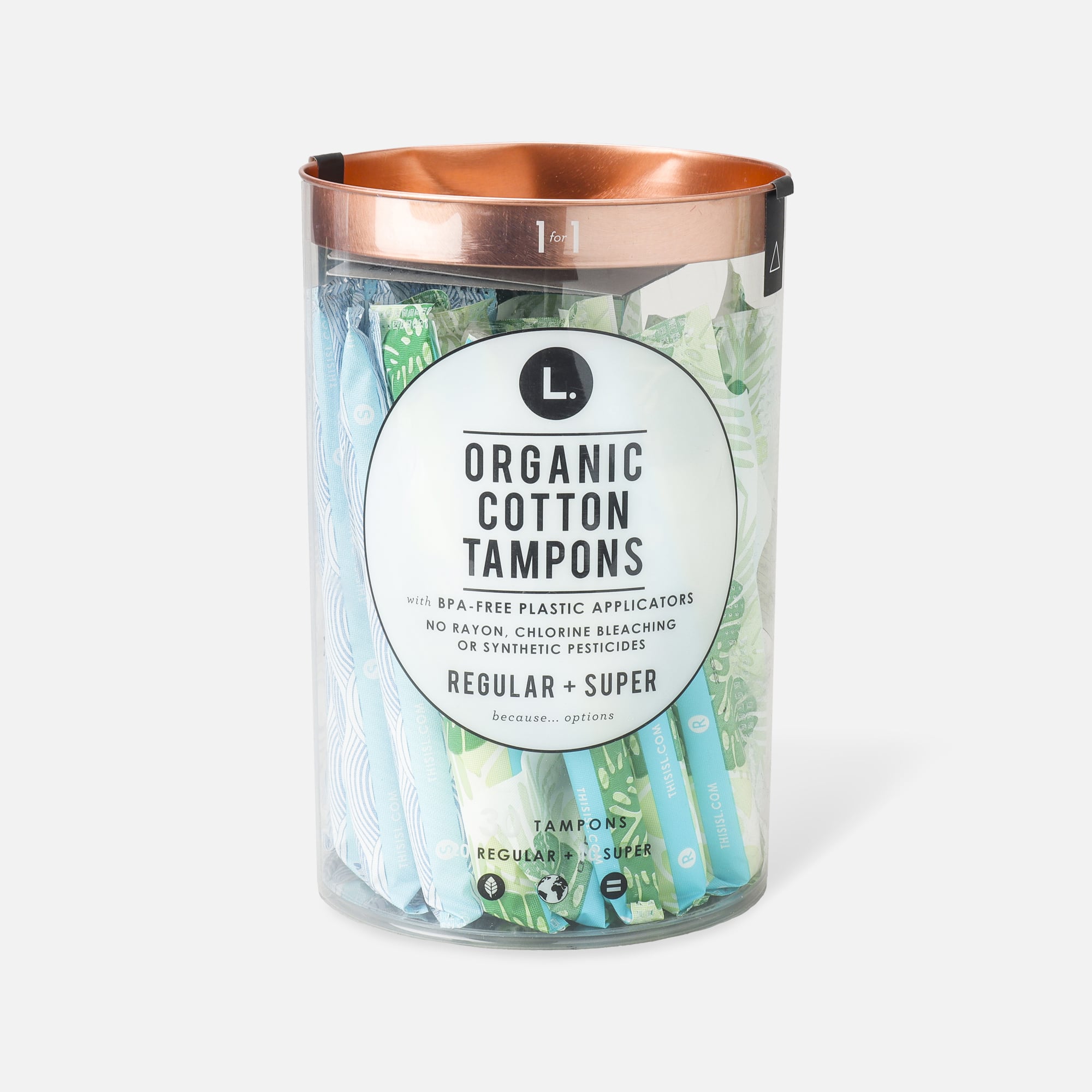 L. Organic Cotton Tampons with BPA-free Plastic Applicator