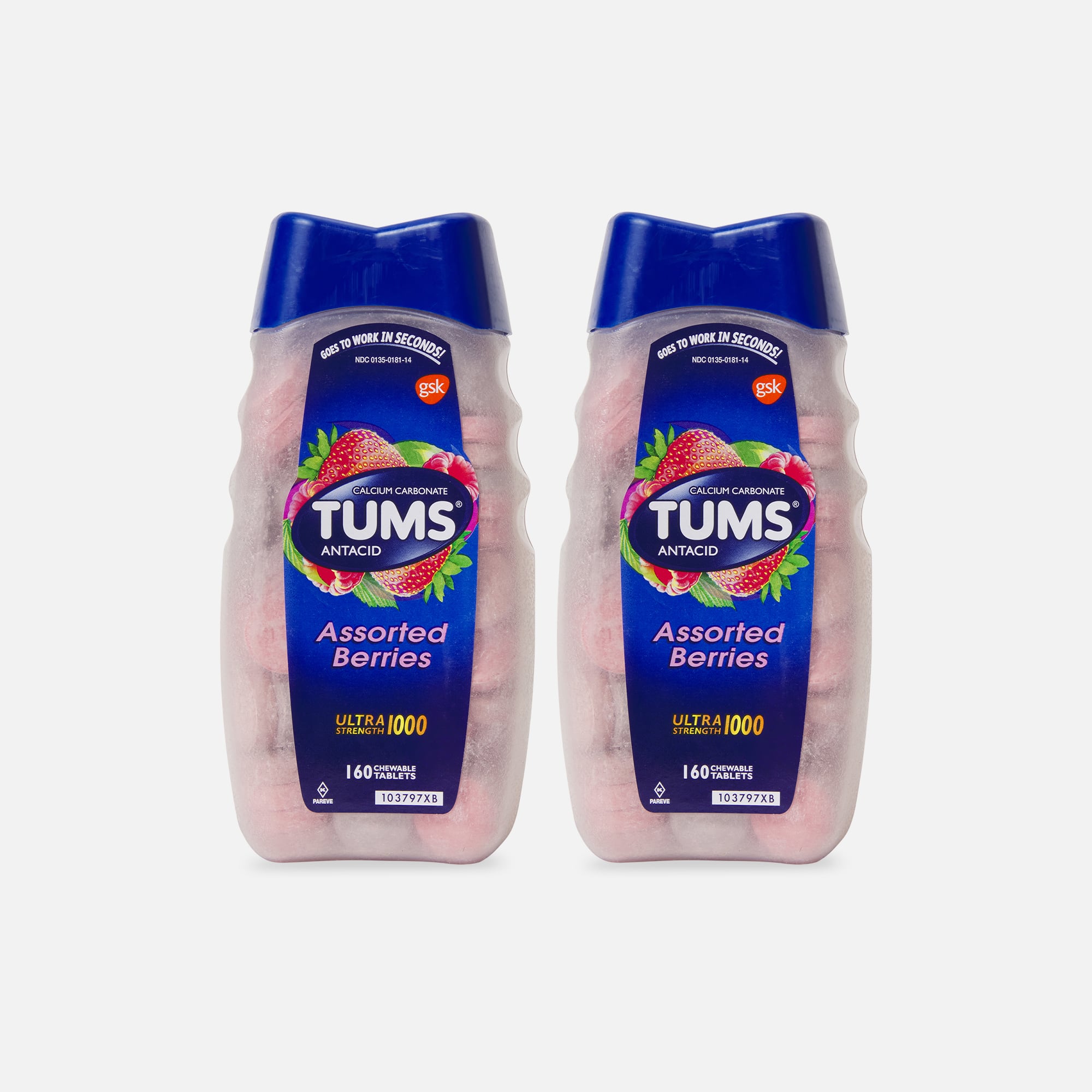 TUMS Ultra Strength Chewable Antacid Tablets, Assorted Berries, 160 ct. (2-Pack), , large