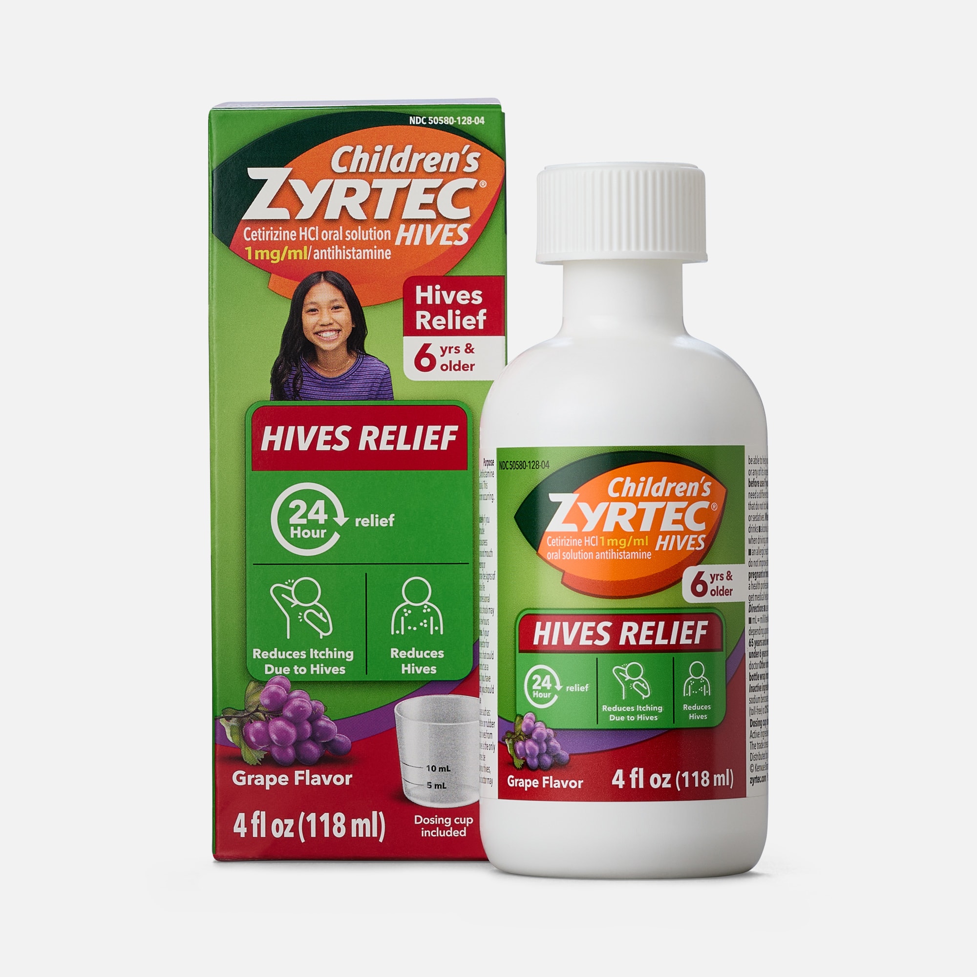 Children's Zyrtec Hives Relief Dye-Free, Sugar-Free Liquid,  4 fl oz., Grape, , large