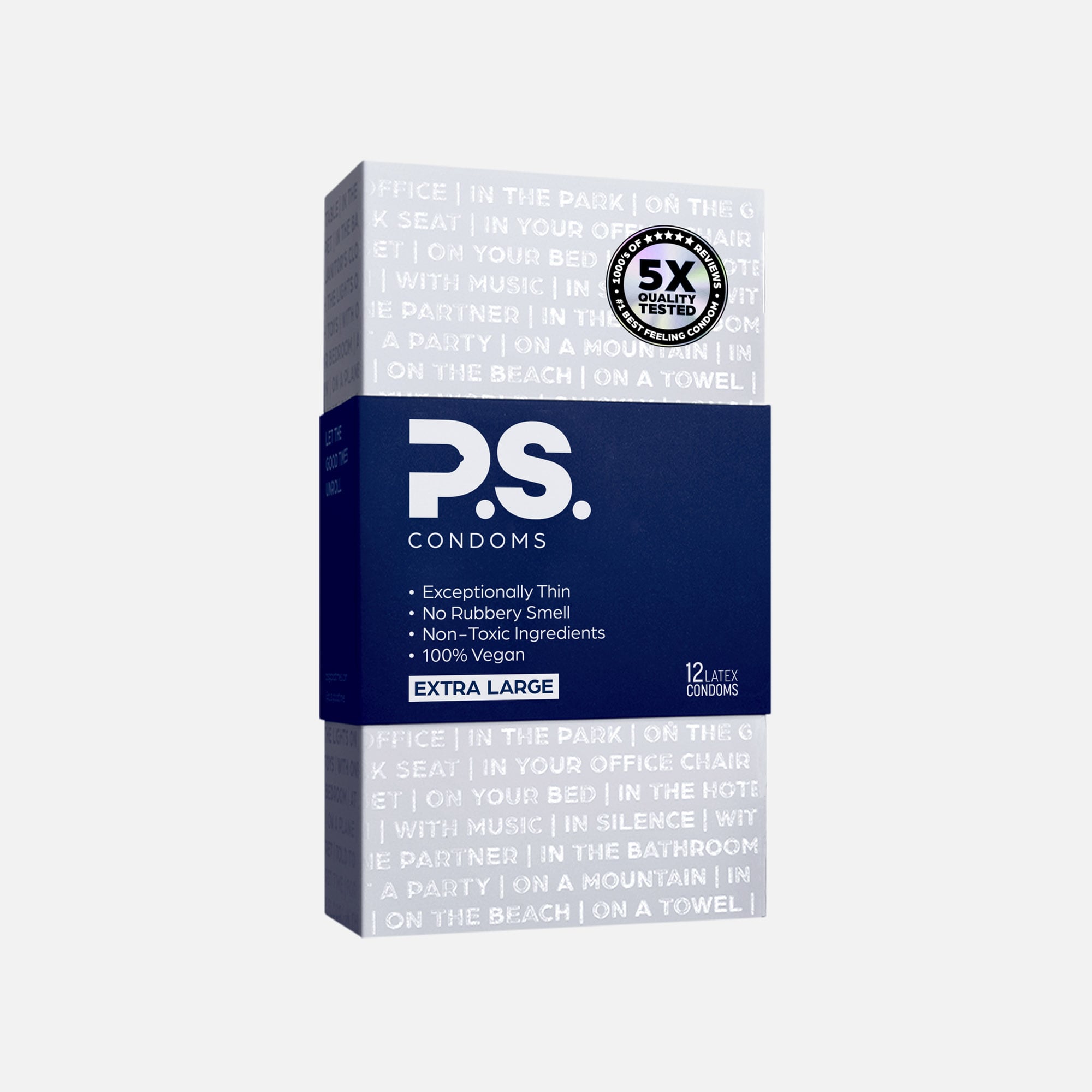 P.S. Condoms Exceptionally Thin Condoms, Size XL, 12 ct., , large