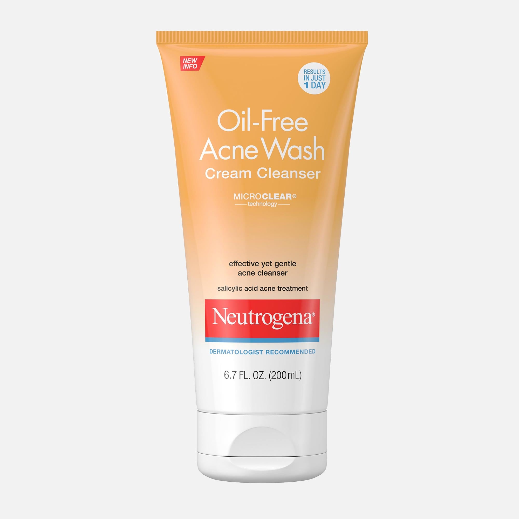 Neutrogena Oil-Free Acne Wash Cream Cleanser, 6.7 fl oz., , large