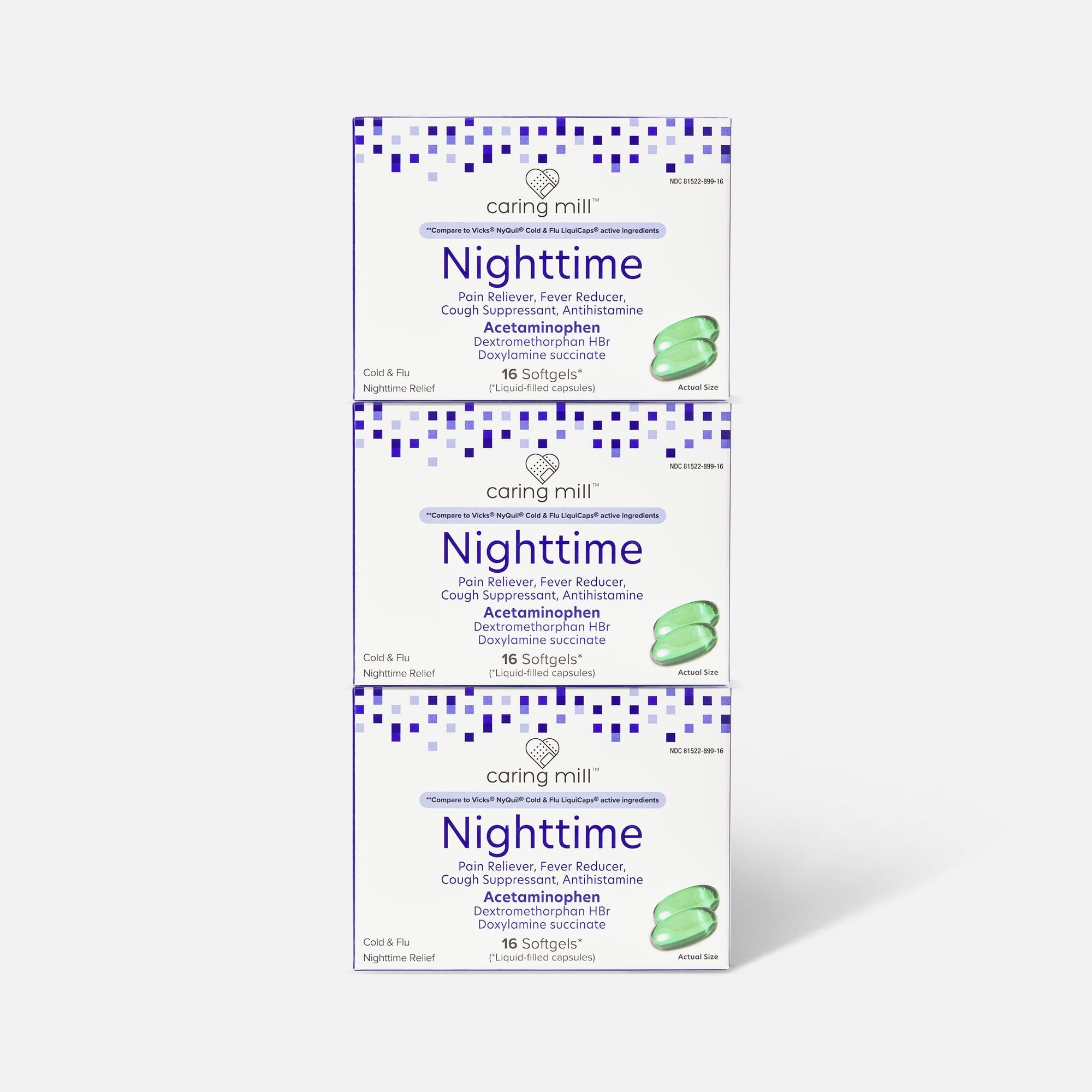 Caring Mill™ Nighttime Cold & Flu Relief Soft Gels, 16 ct. (3-Pack), , large