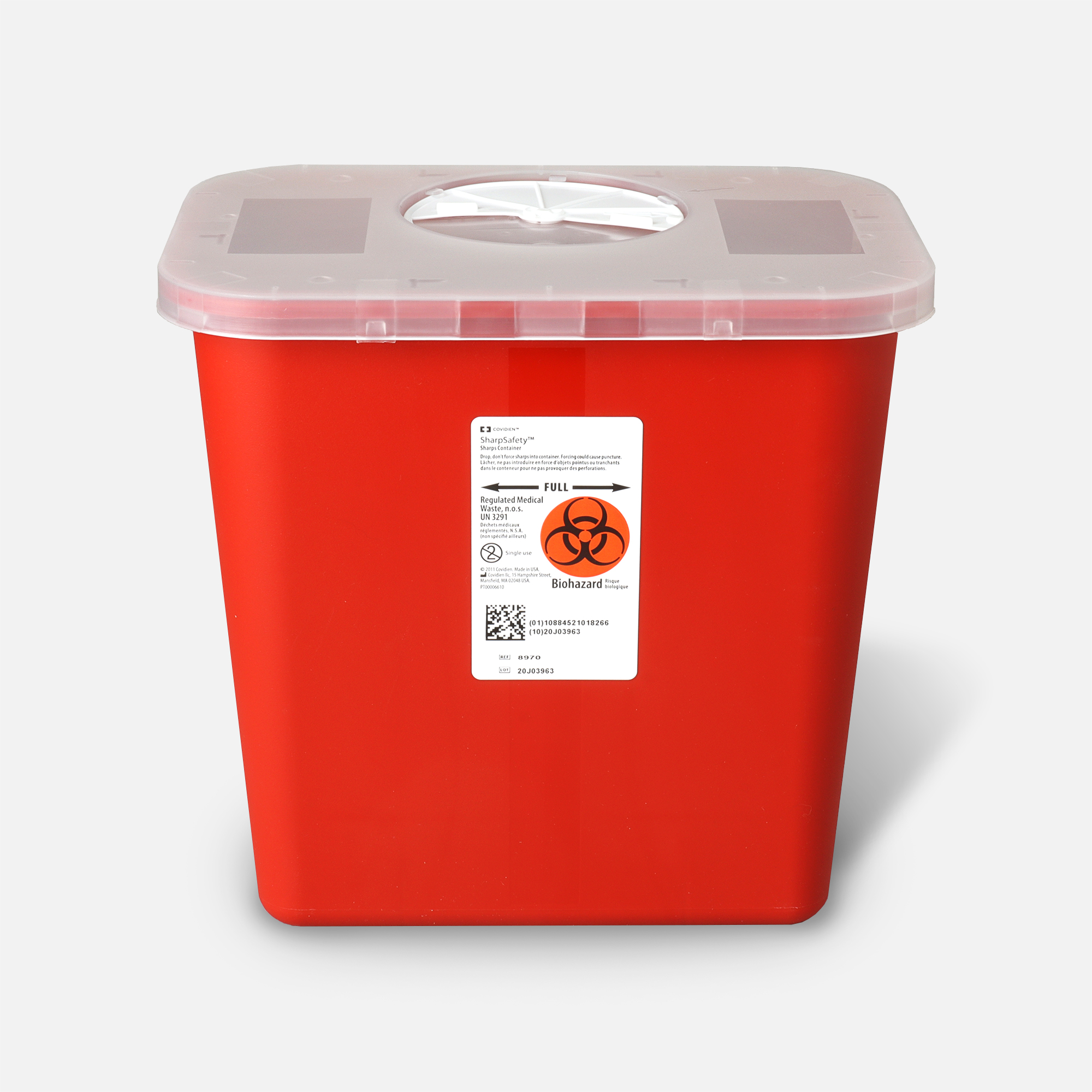 Transportable Sharps Container 2 gal., Transparent Red, 8970, , large
