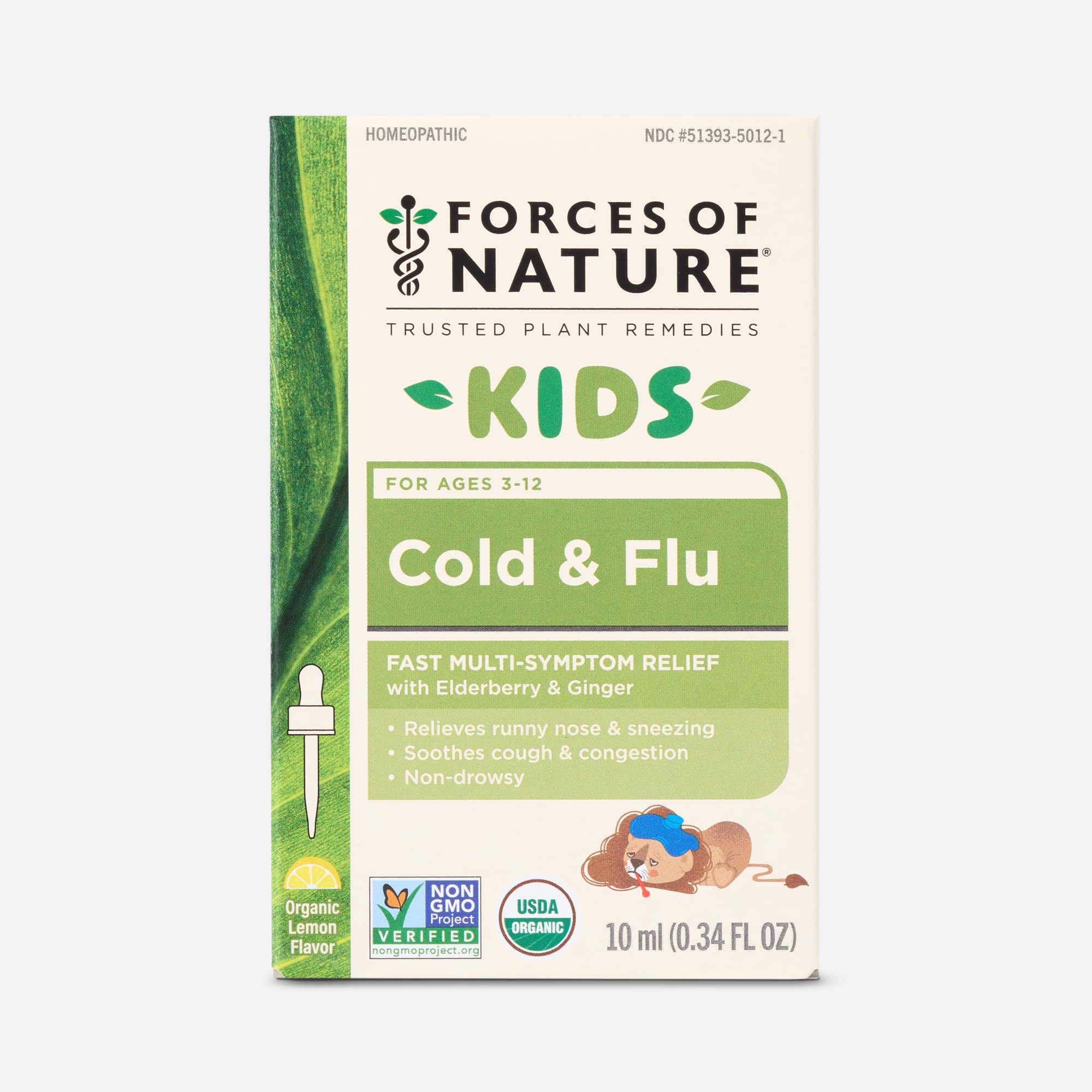 Forces of Nature Cold & Flu for Kids Sublingual Drops, Lemon, 10ml, , large