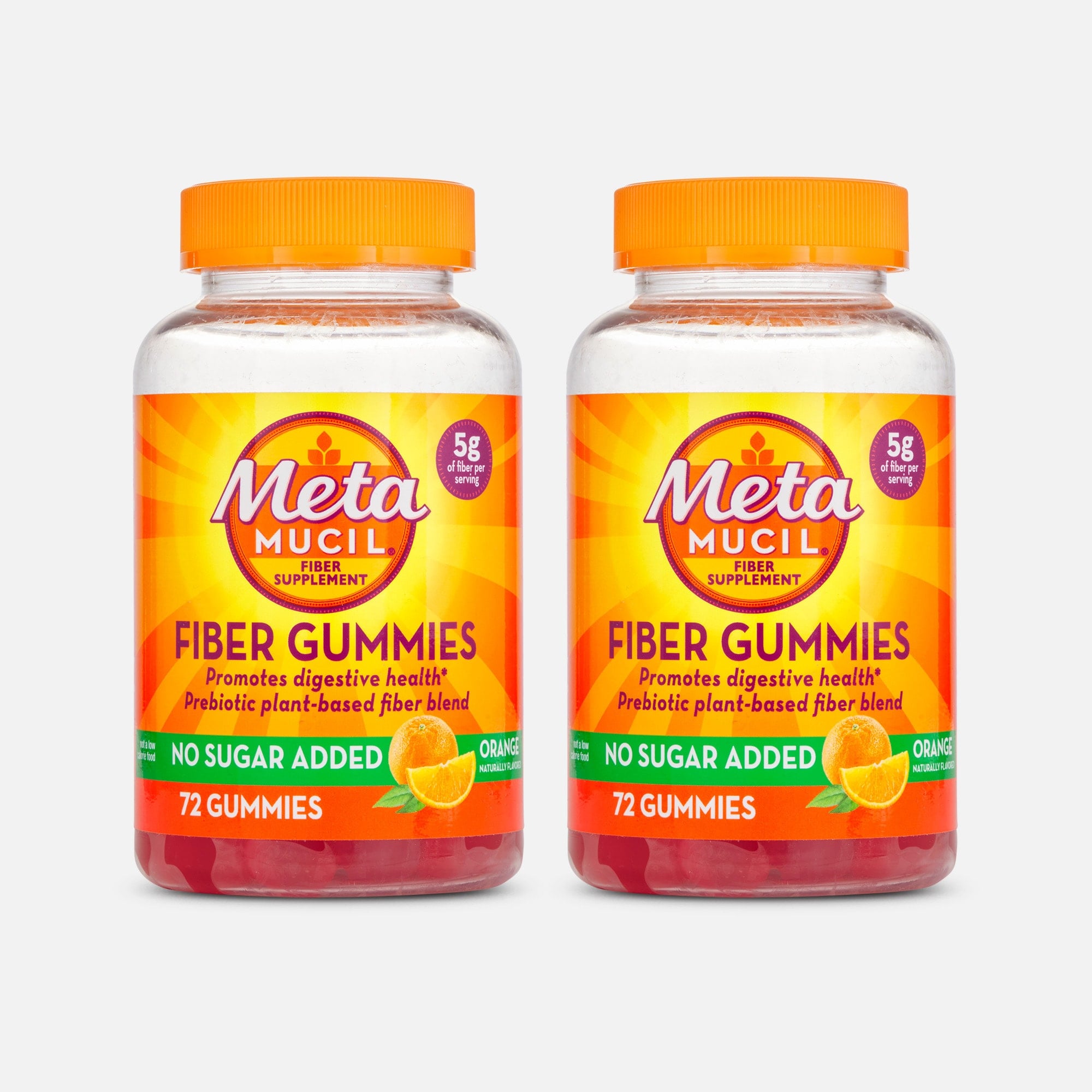 Metamucil Fiber Gummies, No Sugar Added, Orange,  72 ct. (2-Pack), , large