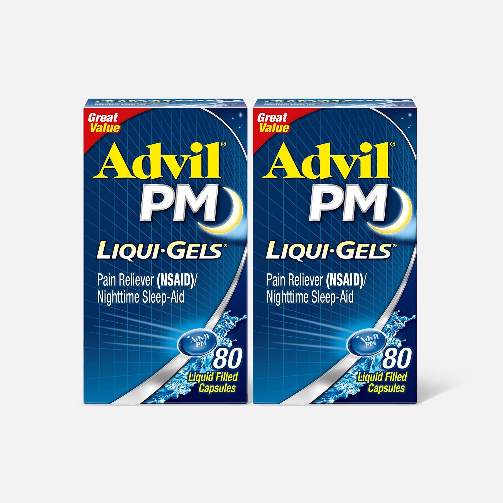 Advil Pain PM Reliever & Nighttime Sleep Aid Liqui-Gels, 80 ct. (2-Pack), , large