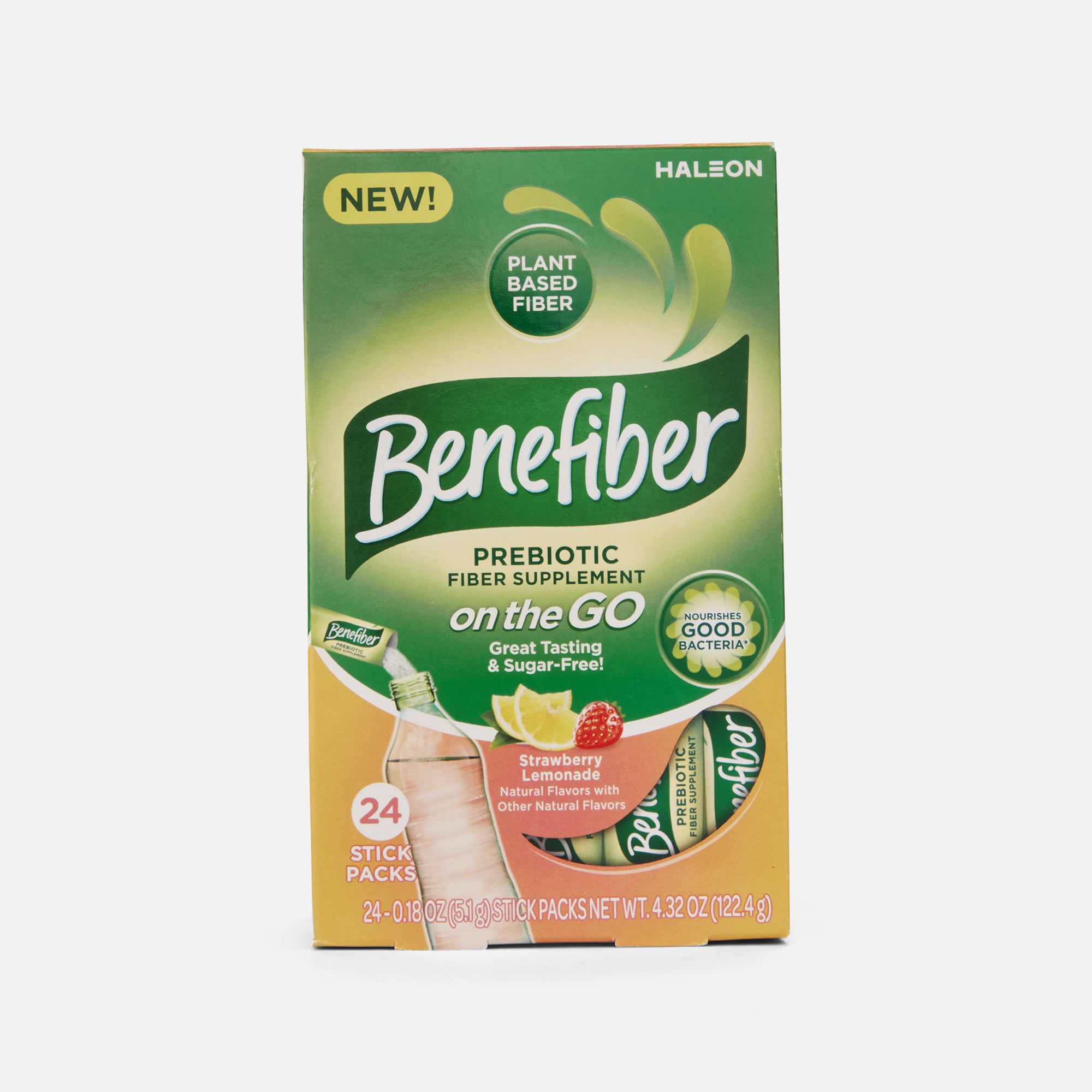 Benefiber On The Go Prebiotic Daily Fiber Supplement Powder Sticks, Strawberry Lemonade, 24 ct., , large