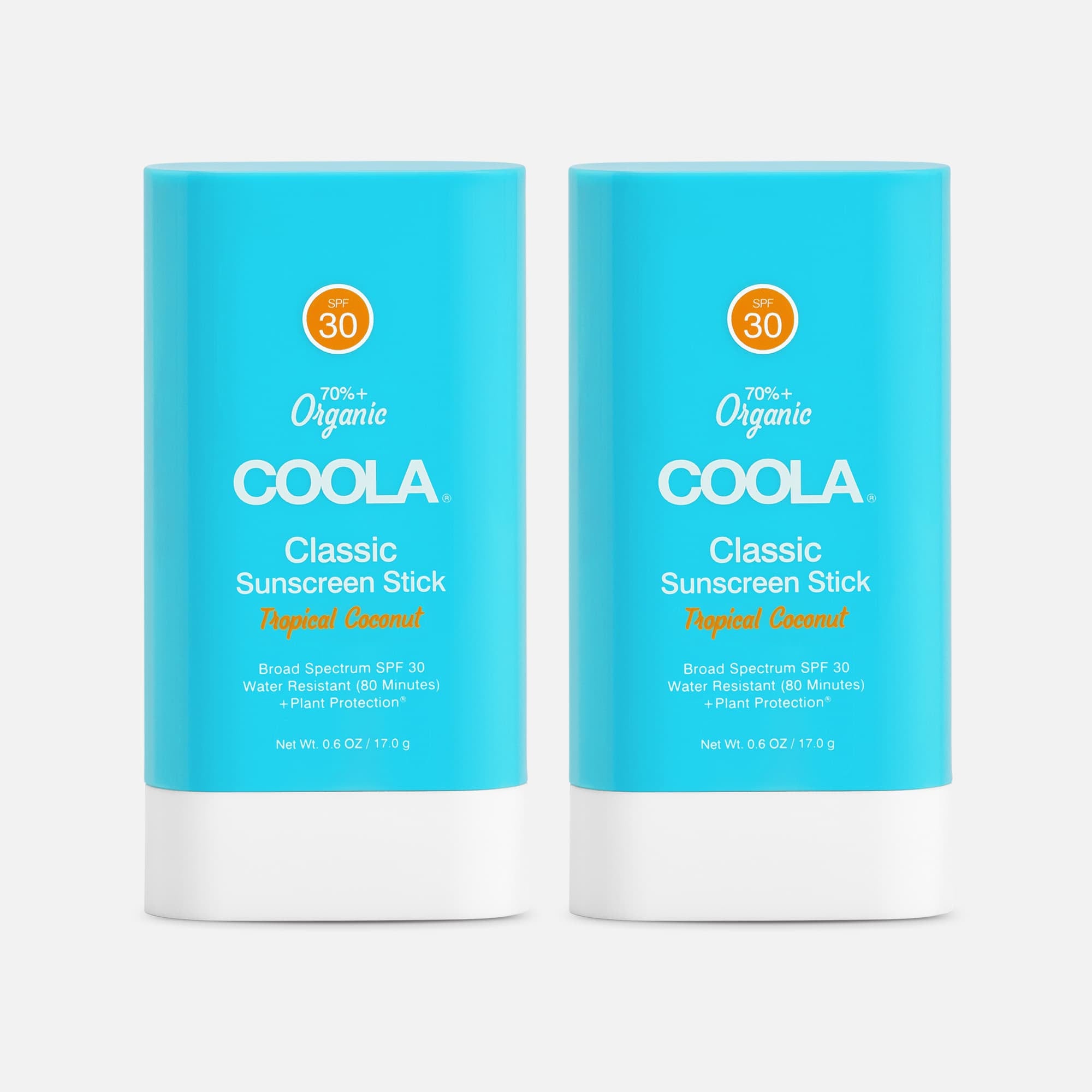 COOLA Classic Organic Sunscreen Face & Body Stick SPF 30 Tropical Coconut (2-Pack), , large
