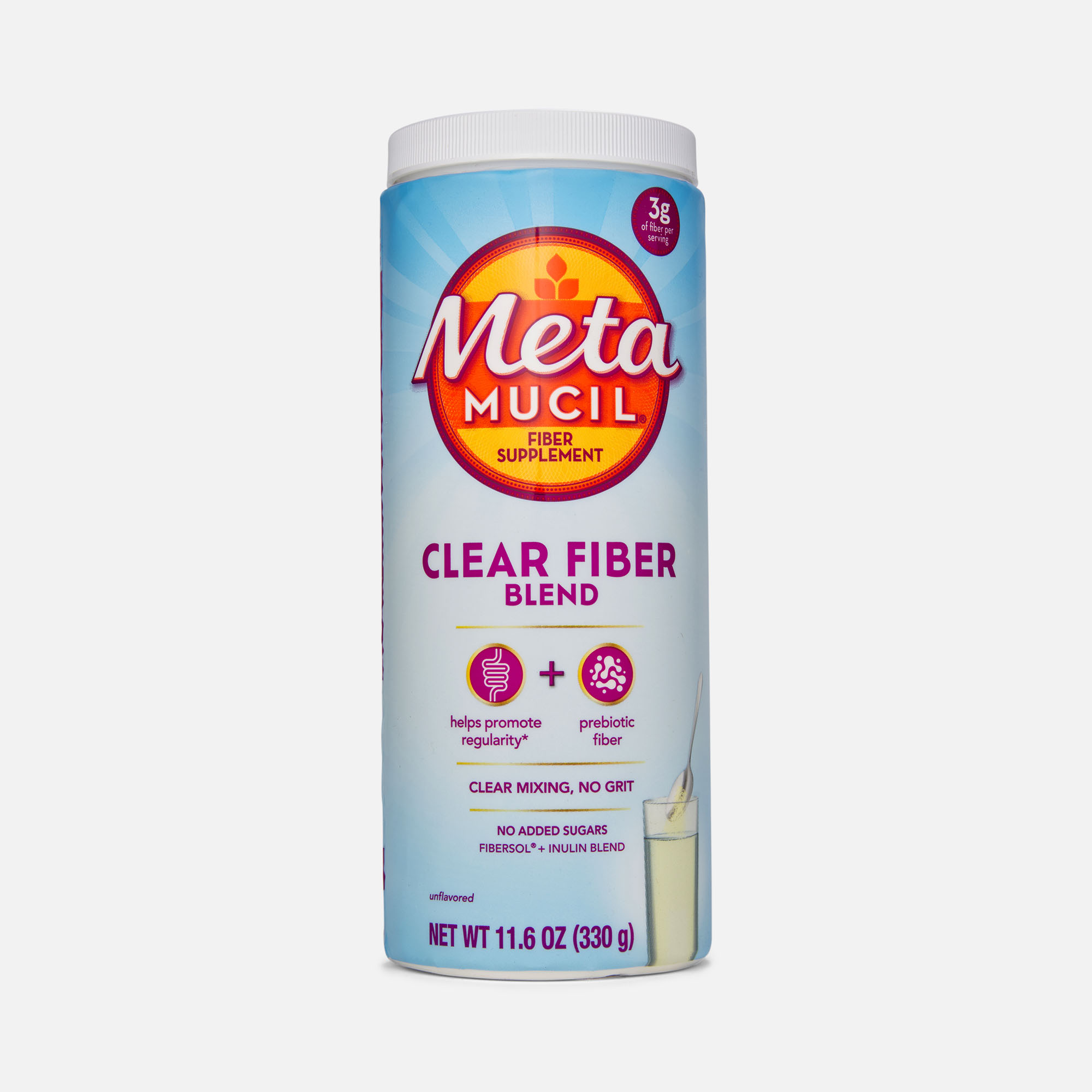 Metamucil Clear Fiber Blend Powder, Unflavored, 11.6 oz., , large