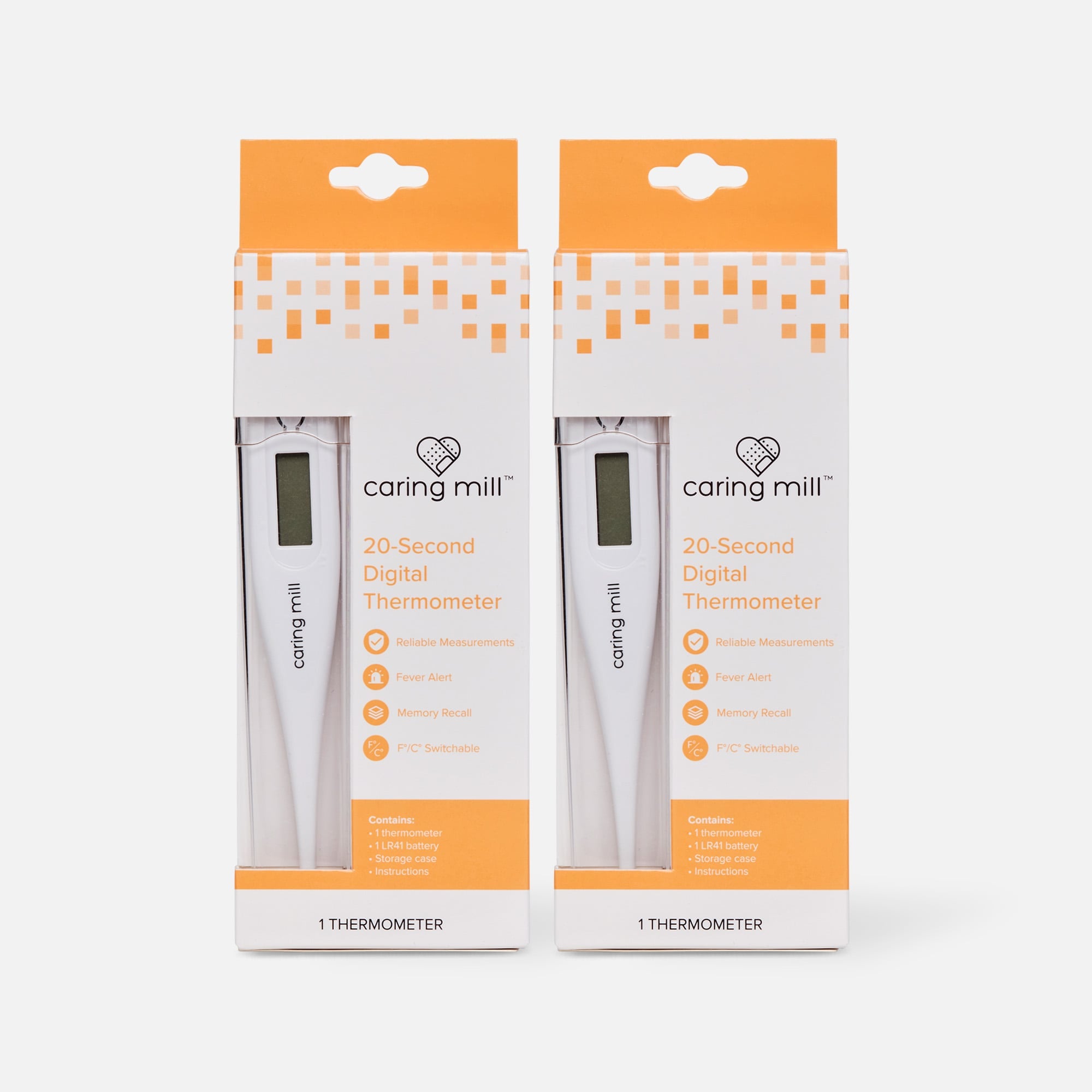 Caring Mill™ Digital Thermometer with Case (2-Pack), , large